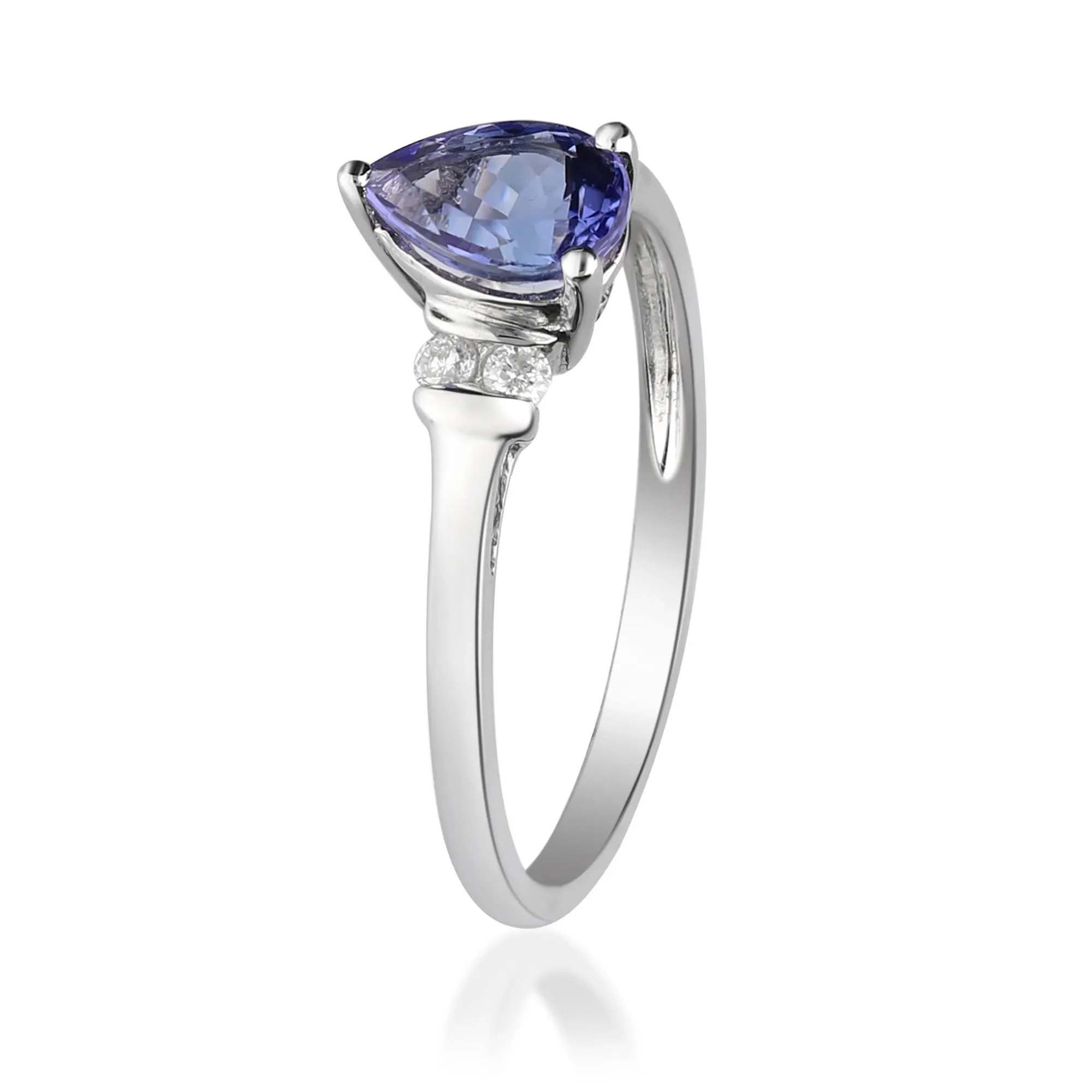 1/10 CT. Tw. Tanzanite and Diamond Ring 10K White Gold Size 7.5 2mm - Image 3