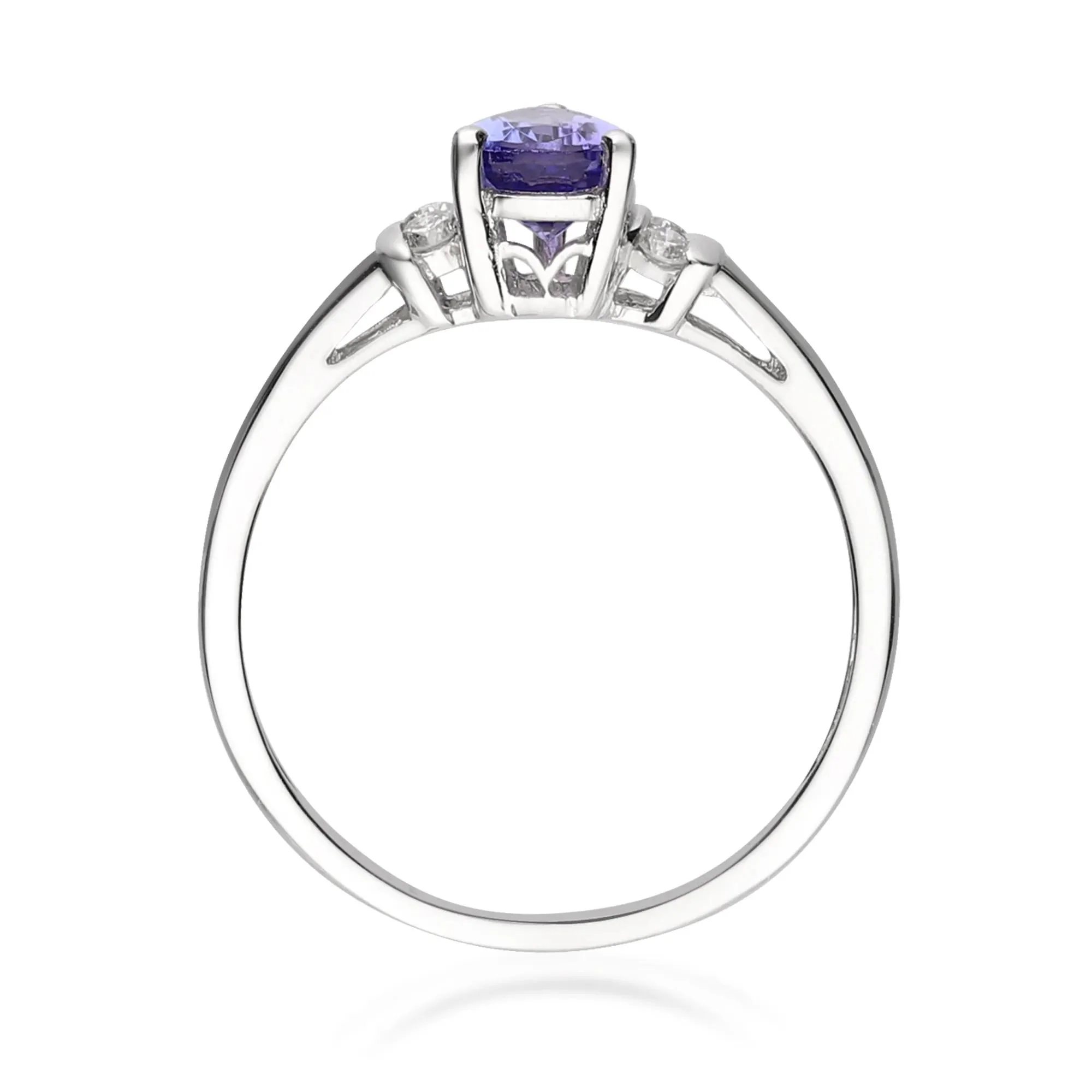 1/10 CT. Tw. Tanzanite and Diamond Ring 10K White Gold Size 8 2mm - Image 2
