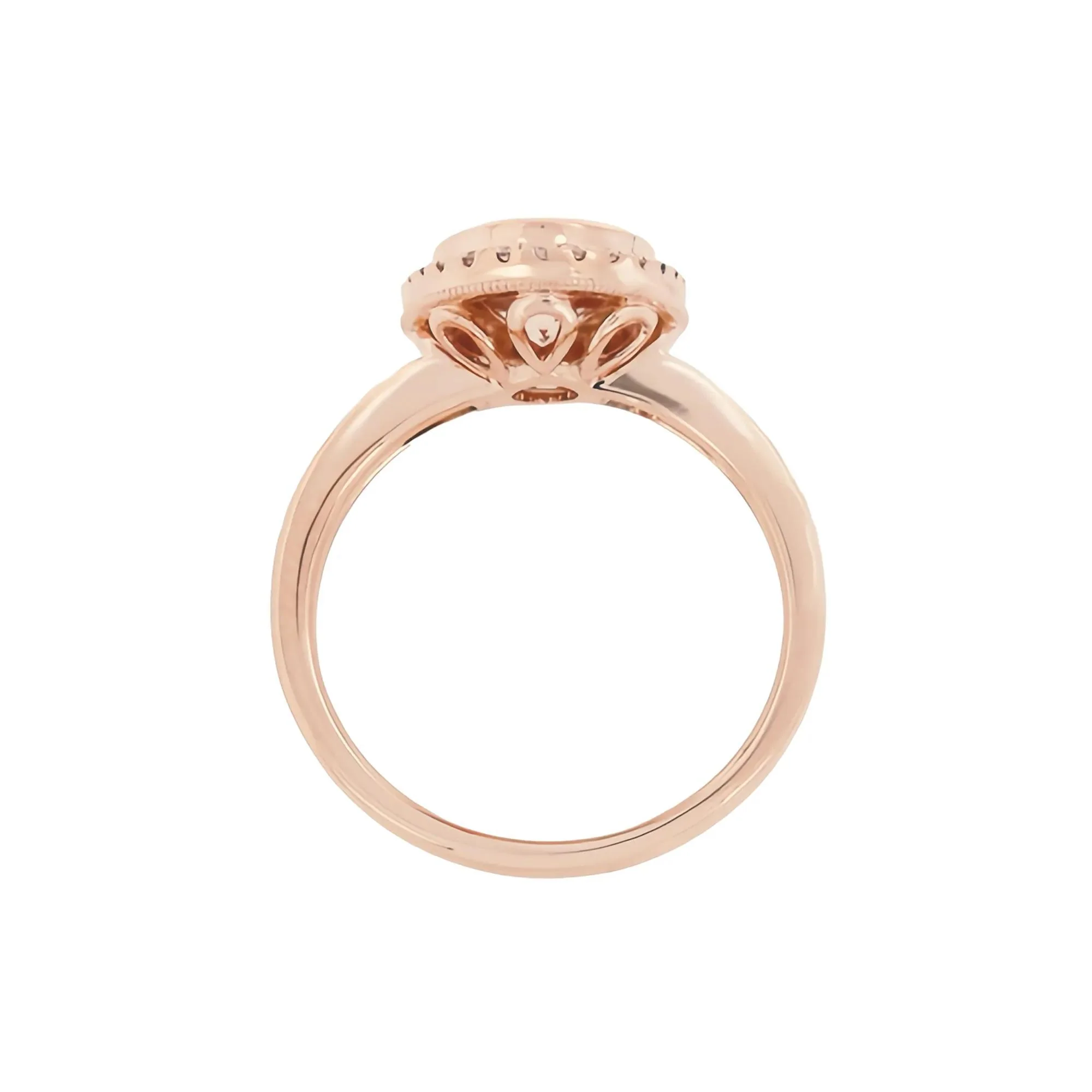 1/5 CT. Tw. Morganite and Diamond Oval Halo Ring 10K Rose Gold Size 5 1mm - Image 2