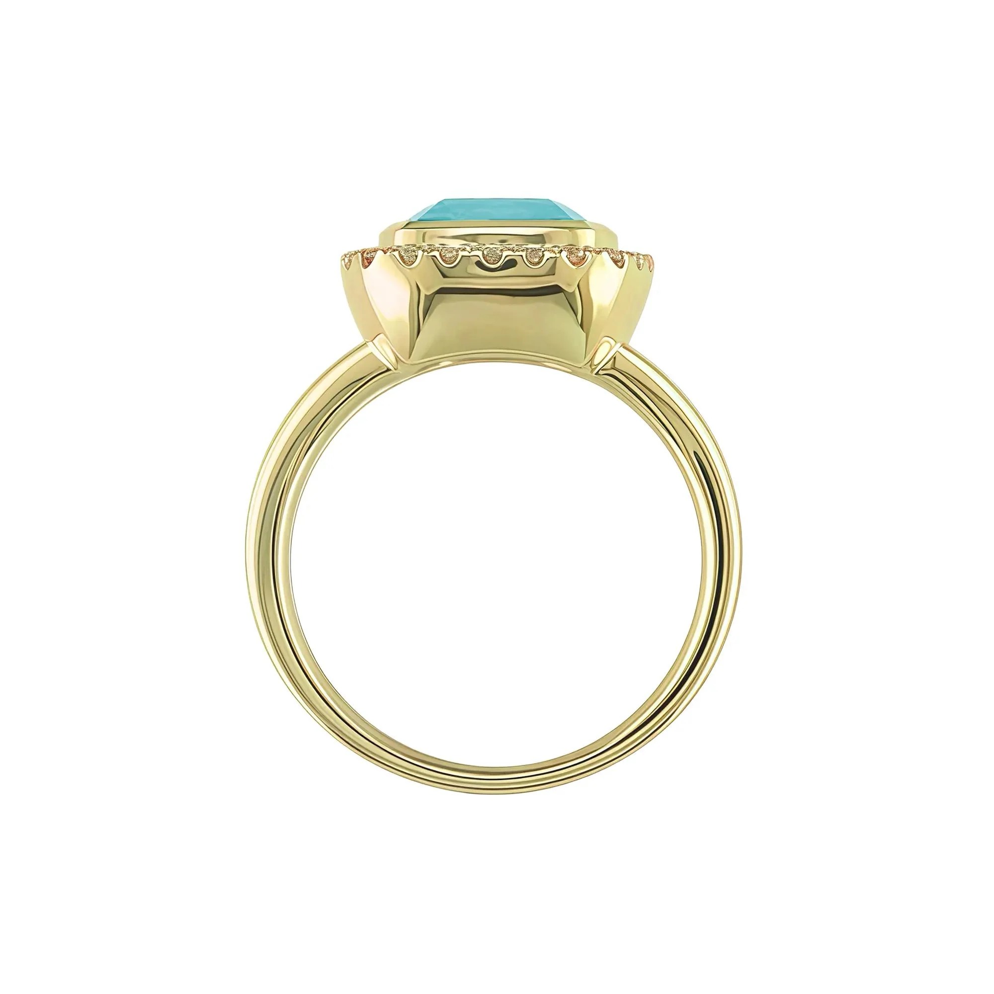 1/5 CT. Tw. Blue Topaz and Diamond Ring 10K Yellow Gold Size 7 1mm - Image 2