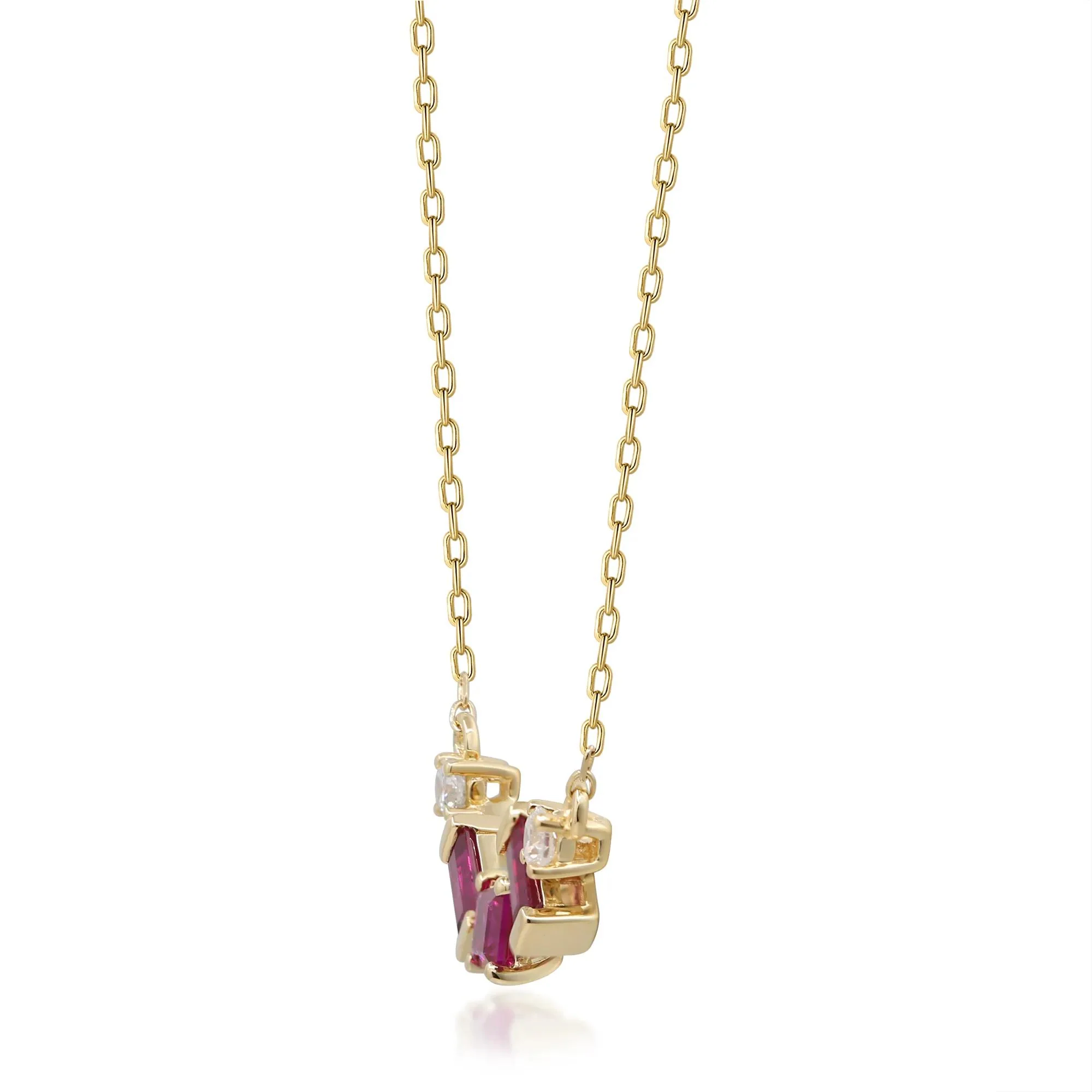 1/10 CT. Tw. Ruby and Diamond Necklace 10K Yellow Gold Size 18" - Image 2