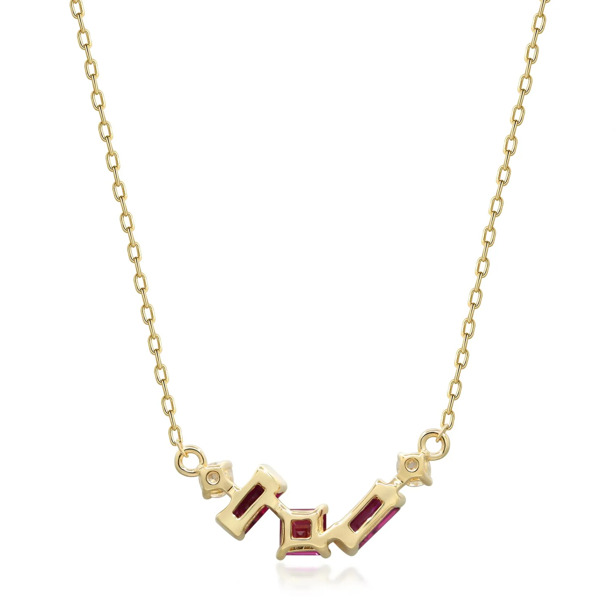 1/10 CT. Tw. Ruby and Diamond Necklace 10K Yellow Gold Size 18" - Image 3
