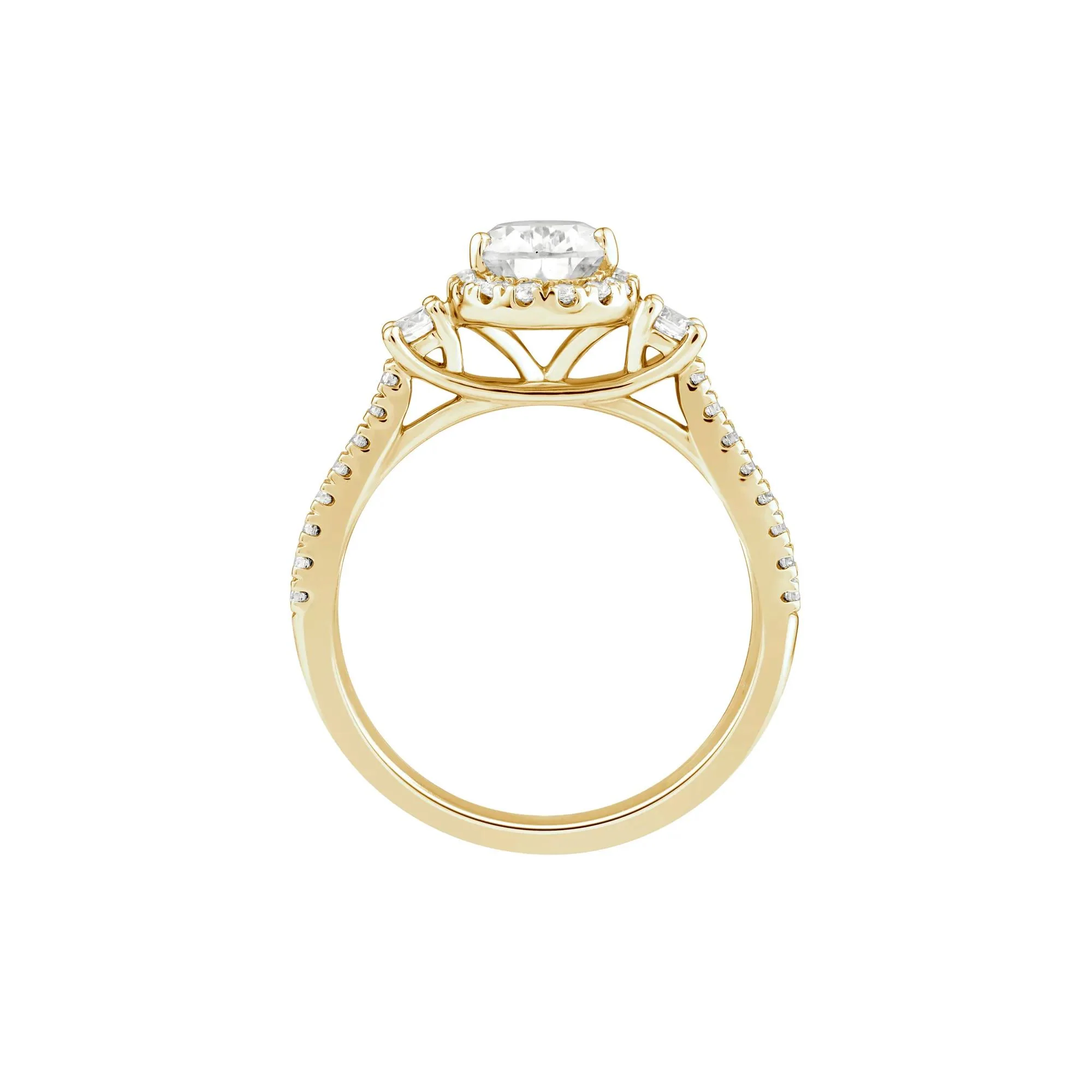 1/5 CT. Tw. Lab Grown Diamond Engagement Ring 10K Yellow Gold Round Brilliant Cut Size 7 - Image 2
