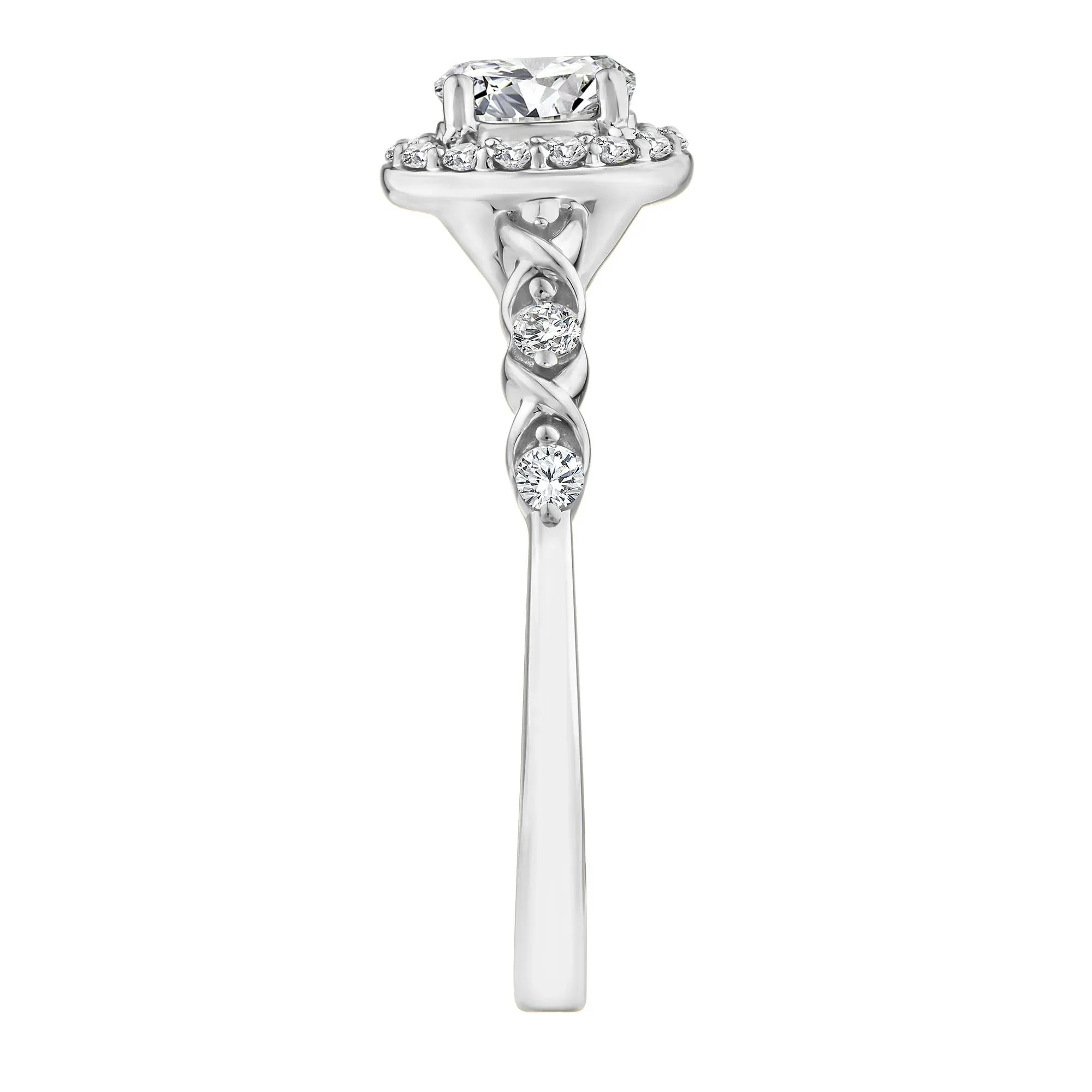 1/2 CT. Tw. Lab Grown Diamond Oval Halo Promise Ring 10K White Gold Round Brilliant Cut Size 8.5 - Image 3