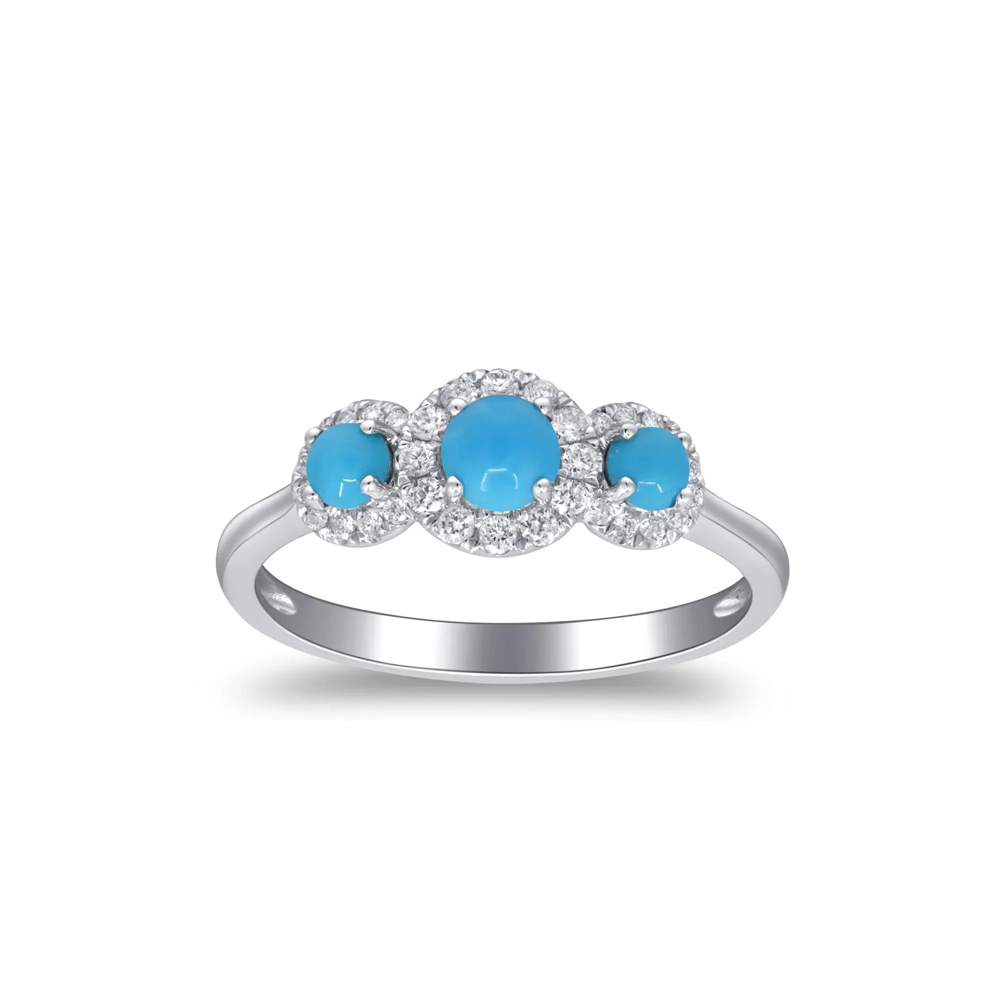 1/5 CT. Tw. Turquoise and Diamond Three-Stone Ring 10K White Gold Size 5 2mm - Image 4