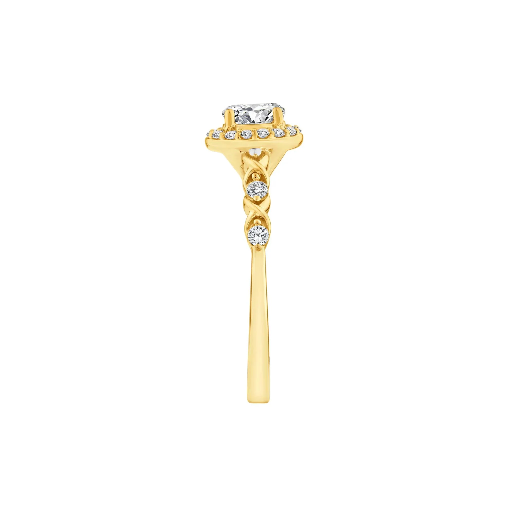 1/2 CT. Tw. Lab Grown Diamond Oval Halo Promise Ring 10K Yellow Gold Round Brilliant Cut Size 9 - Image 3