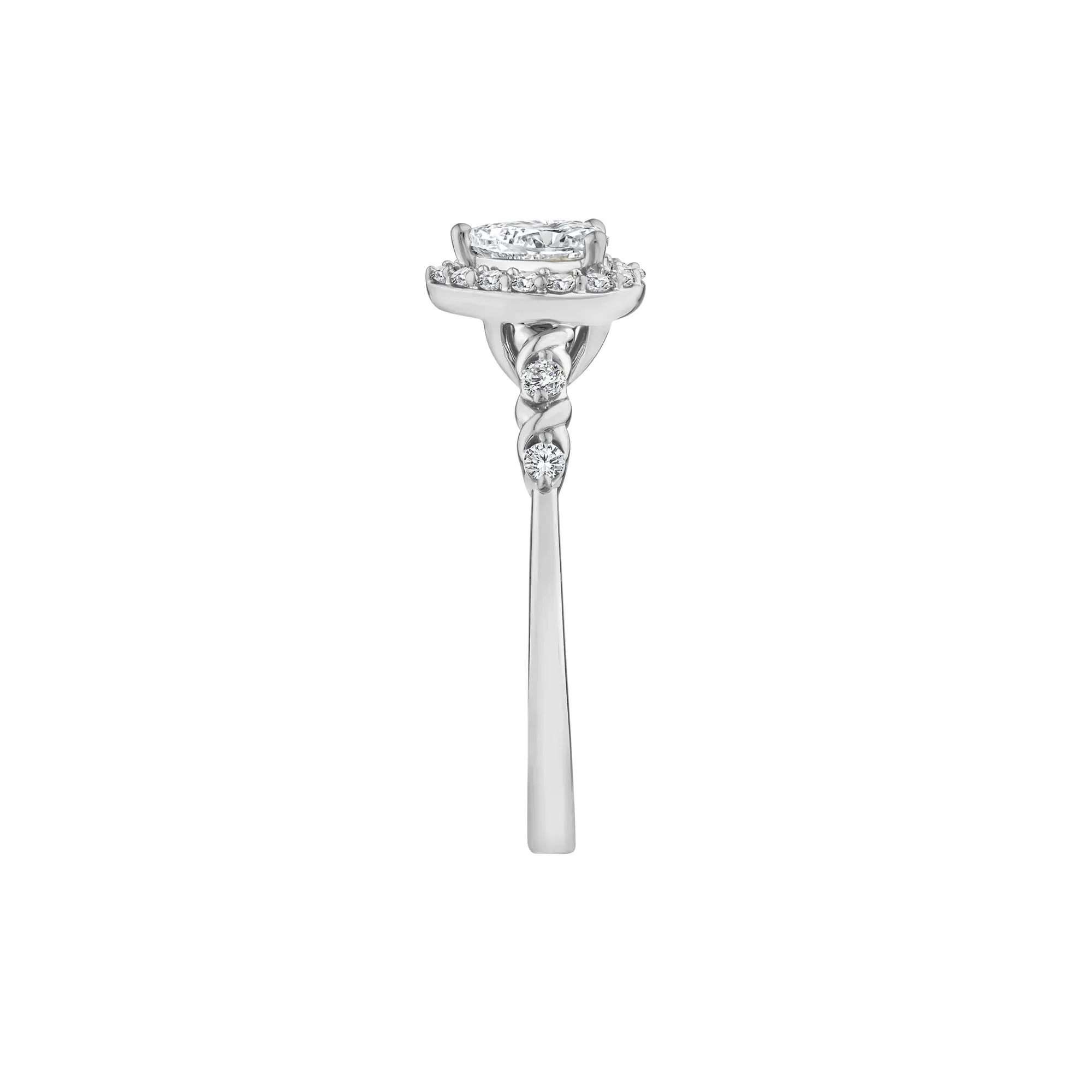 1/2 CT. Tw. Lab Grown Diamond Pear-Shaped Halo Promise Ring 10K White Gold Round Brilliant Cut Size 9 - Image 3