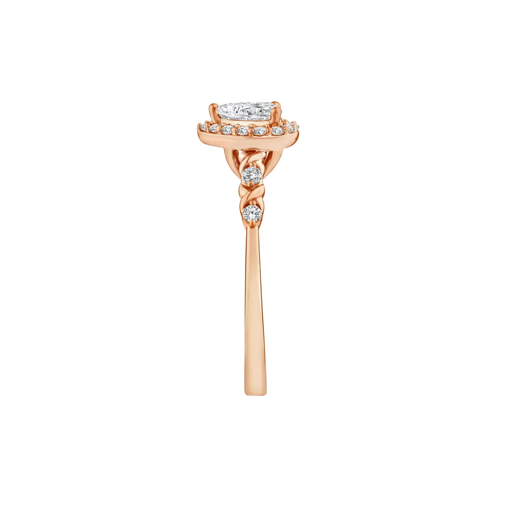 1/2 CT. Tw. Lab Grown Diamond Pear-Shaped Halo Promise Ring 10K Rose Gold Round Brilliant Cut Size 7.5 - Image 3
