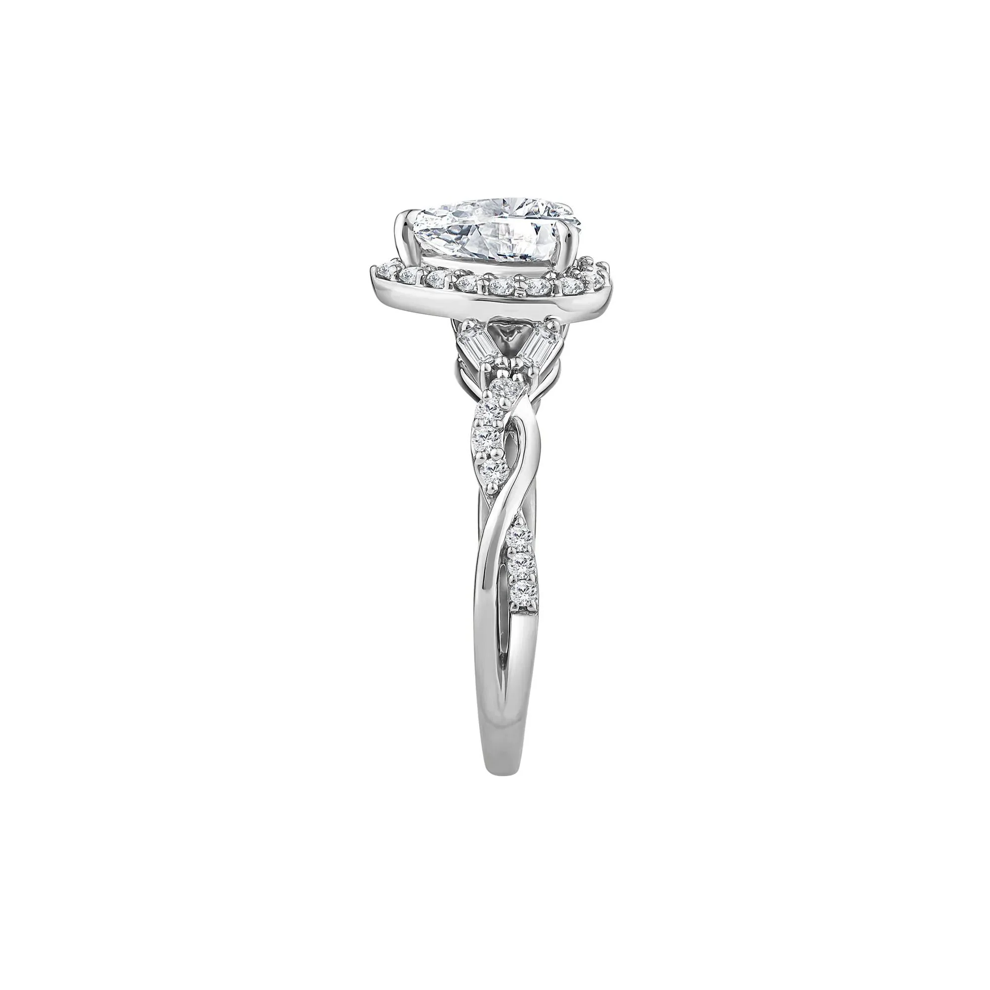 1 CT. Tw. Lab Grown Diamond Pear-Shaped Halo Engagement Ring 10K White Gold Round Brilliant Cut Size 7.5 - Image 3