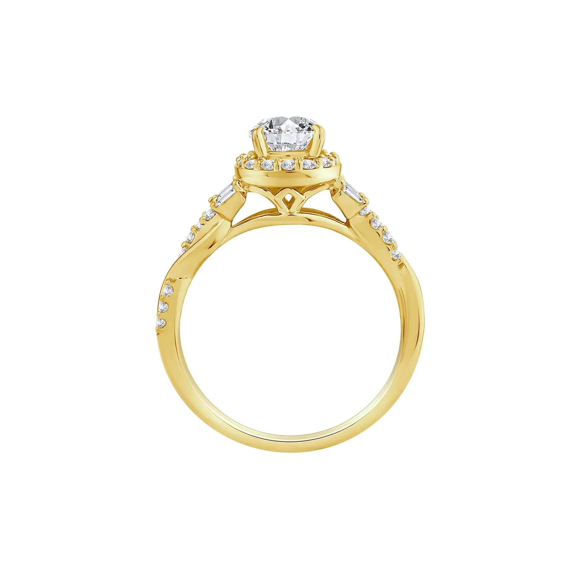 1 CT. Tw. Lab Grown Diamond Pear-Shaped Halo Engagement Ring 10K Yellow Gold Round Brilliant Cut Size 7.5 - Image 2