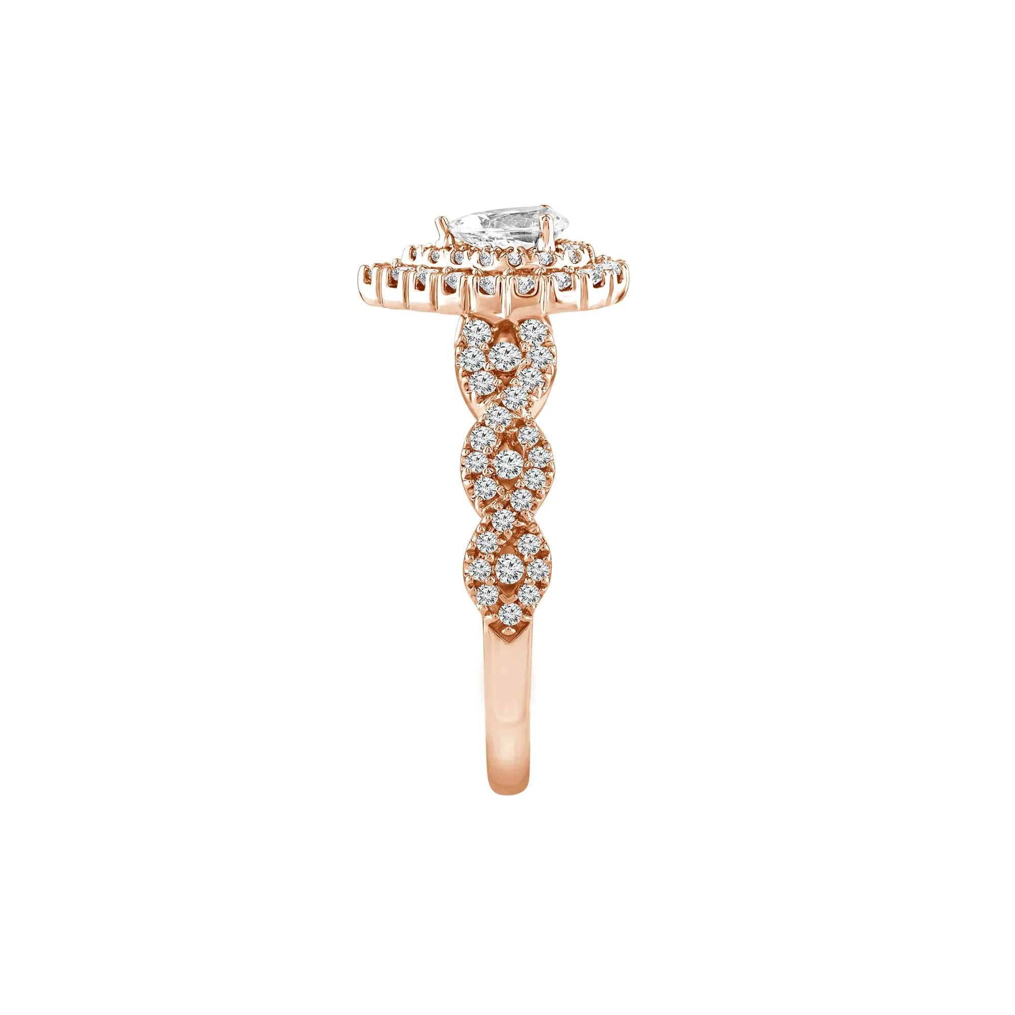 1 CT. Tw. Lab Grown Diamond Pear-Shaped Engagement Ring 10K Rose Gold Round Brilliant Cut Size 7 1mm - Image 3