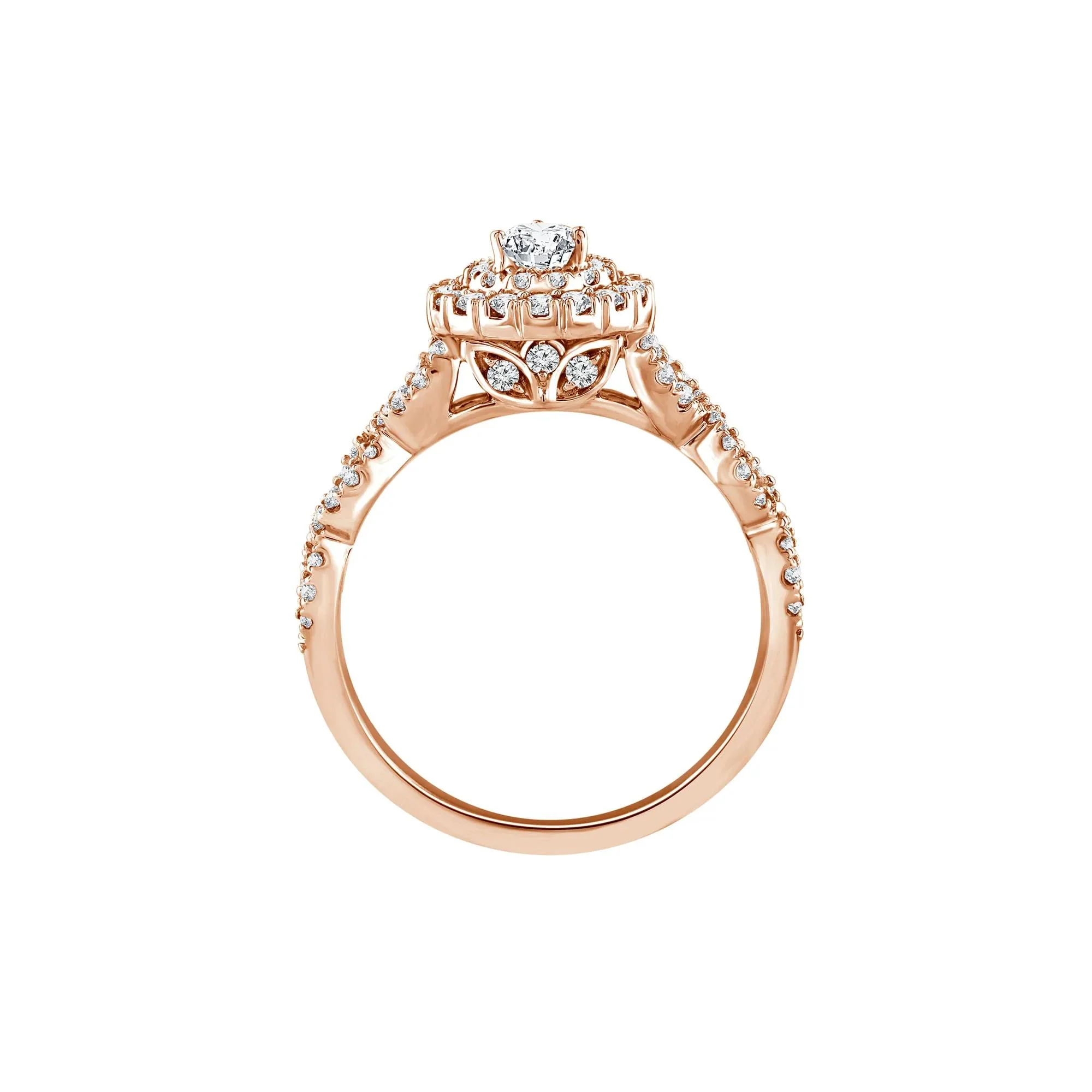 1 CT. Tw. Lab Grown Diamond Pear-Shaped Engagement Ring 10K Rose Gold Round Brilliant Cut Size 9 1mm - Image 2