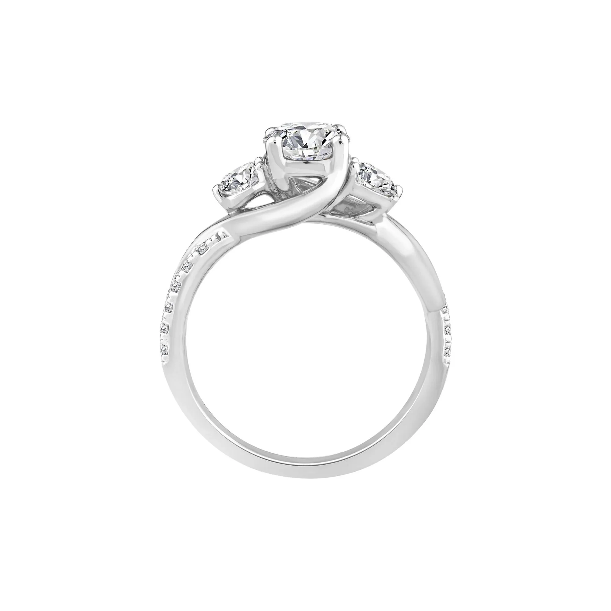 1/2 CT. Tw. Lab Grown Diamond Three-Stone Ring 10K White Gold Round Brilliant Cut Size 7 - Image 2