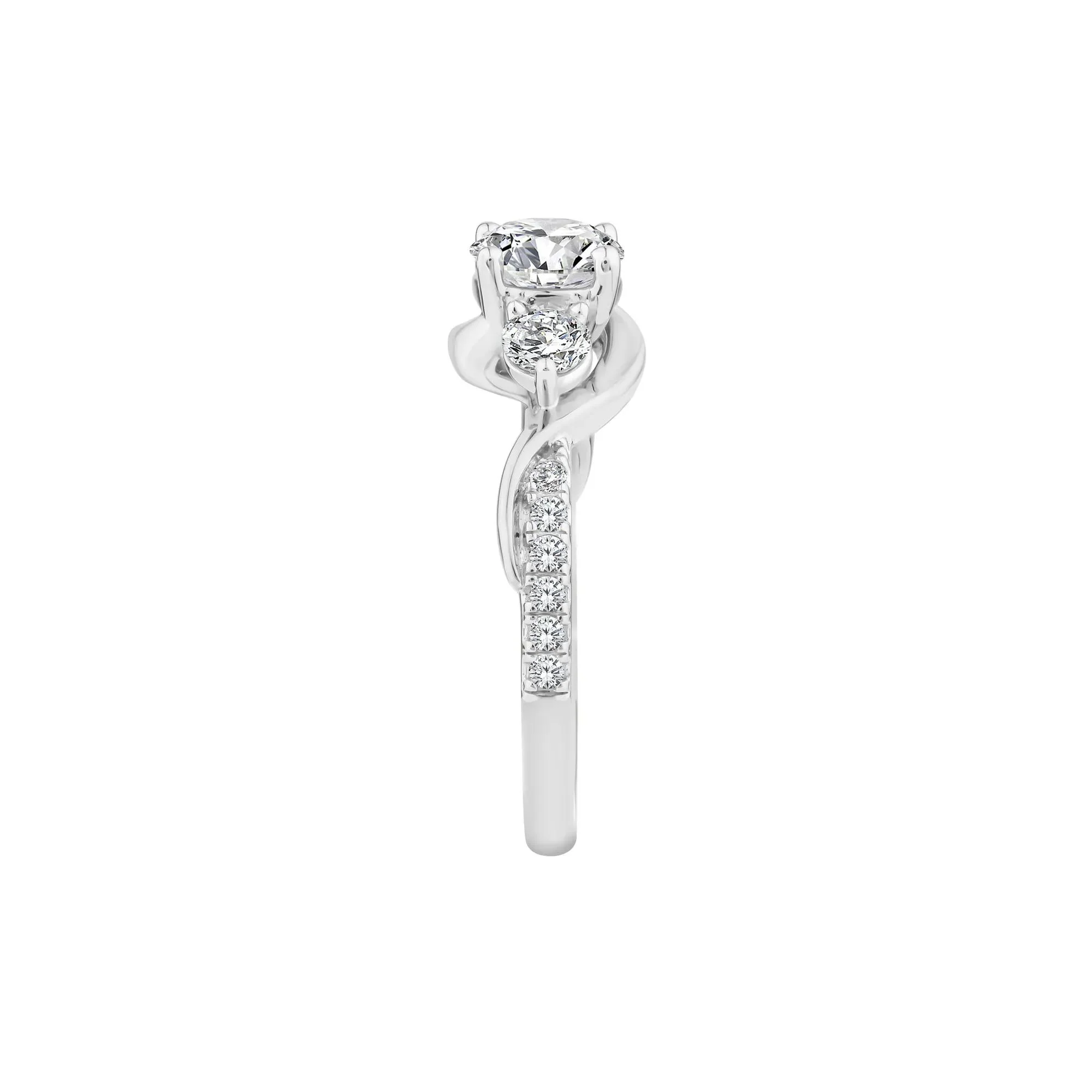 1/2 CT. Tw. Lab Grown Diamond Three-Stone Ring 10K White Gold Round Brilliant Cut Size 8 - Image 3