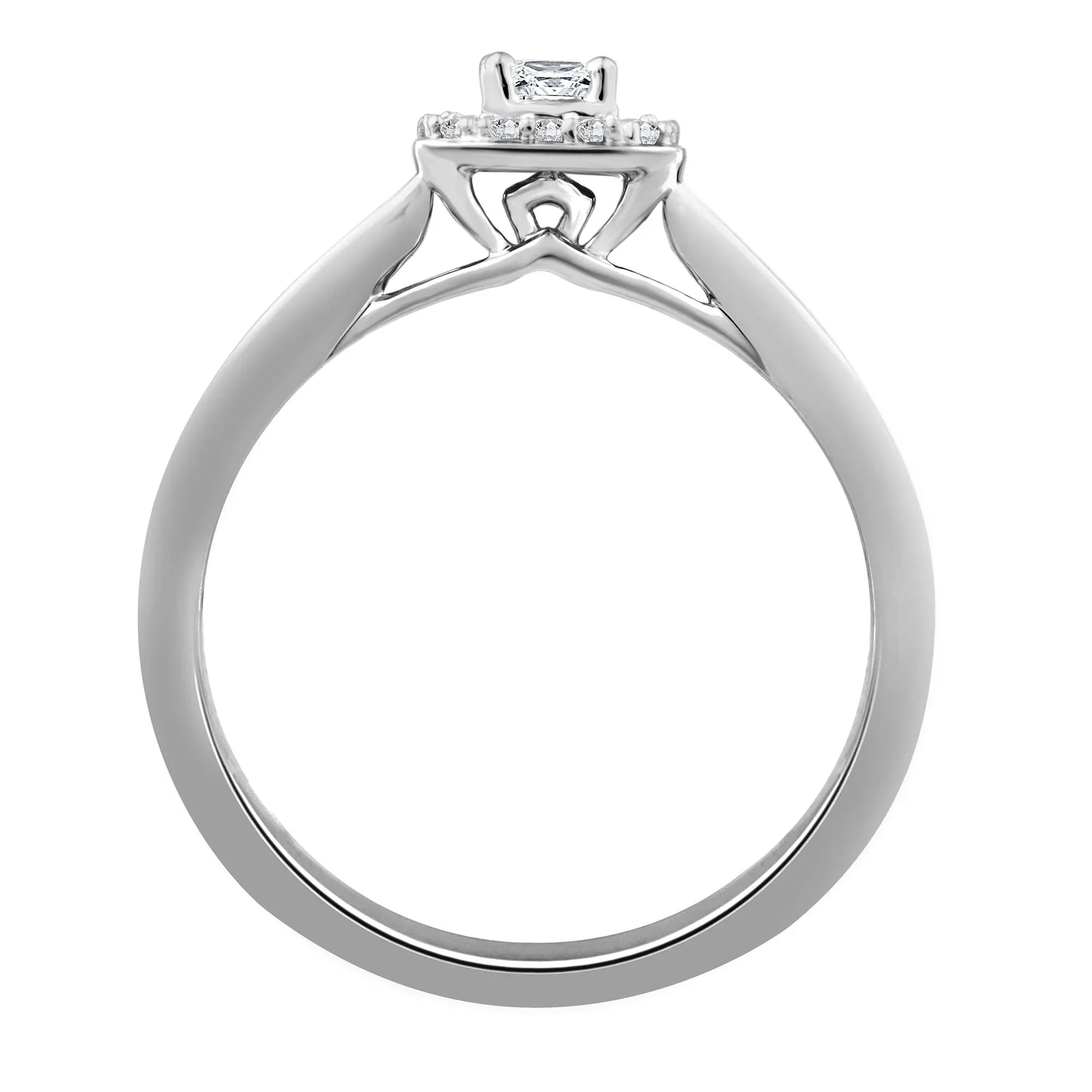 1/7 CT. Tw. Diamond and Blue Sapphire Promise Ring 10K White Gold Round Brilliant Cut Size 4.5 2mm - Image 2