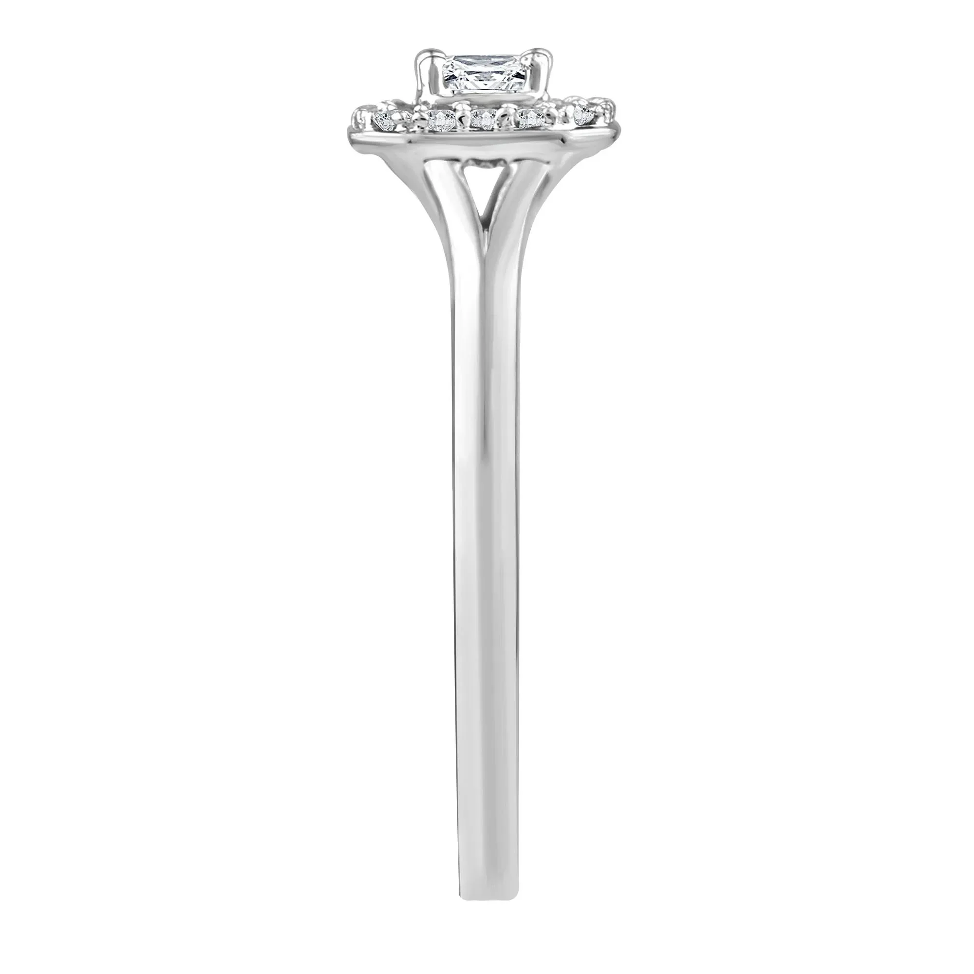 1/7 CT. Tw. Diamond and Blue Sapphire Promise Ring 10K White Gold Round Brilliant Cut Size 4.5 2mm - Image 3