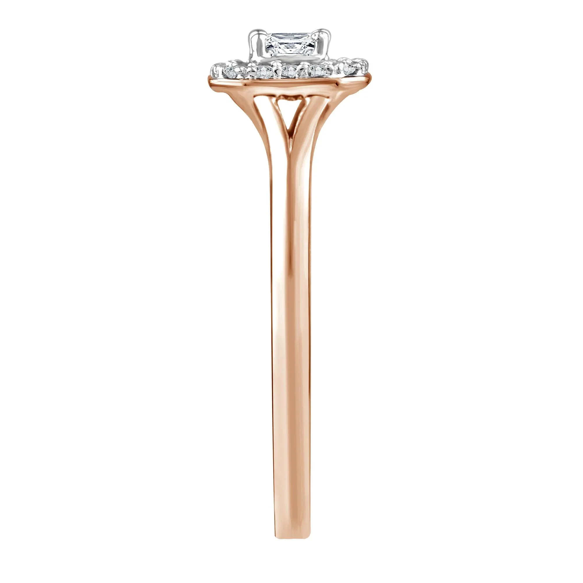 1/7 CT. Tw. Diamond and Blue Sapphire Promise Ring 10K Rose Gold Round Brilliant Cut Size 7 2mm - Image 3