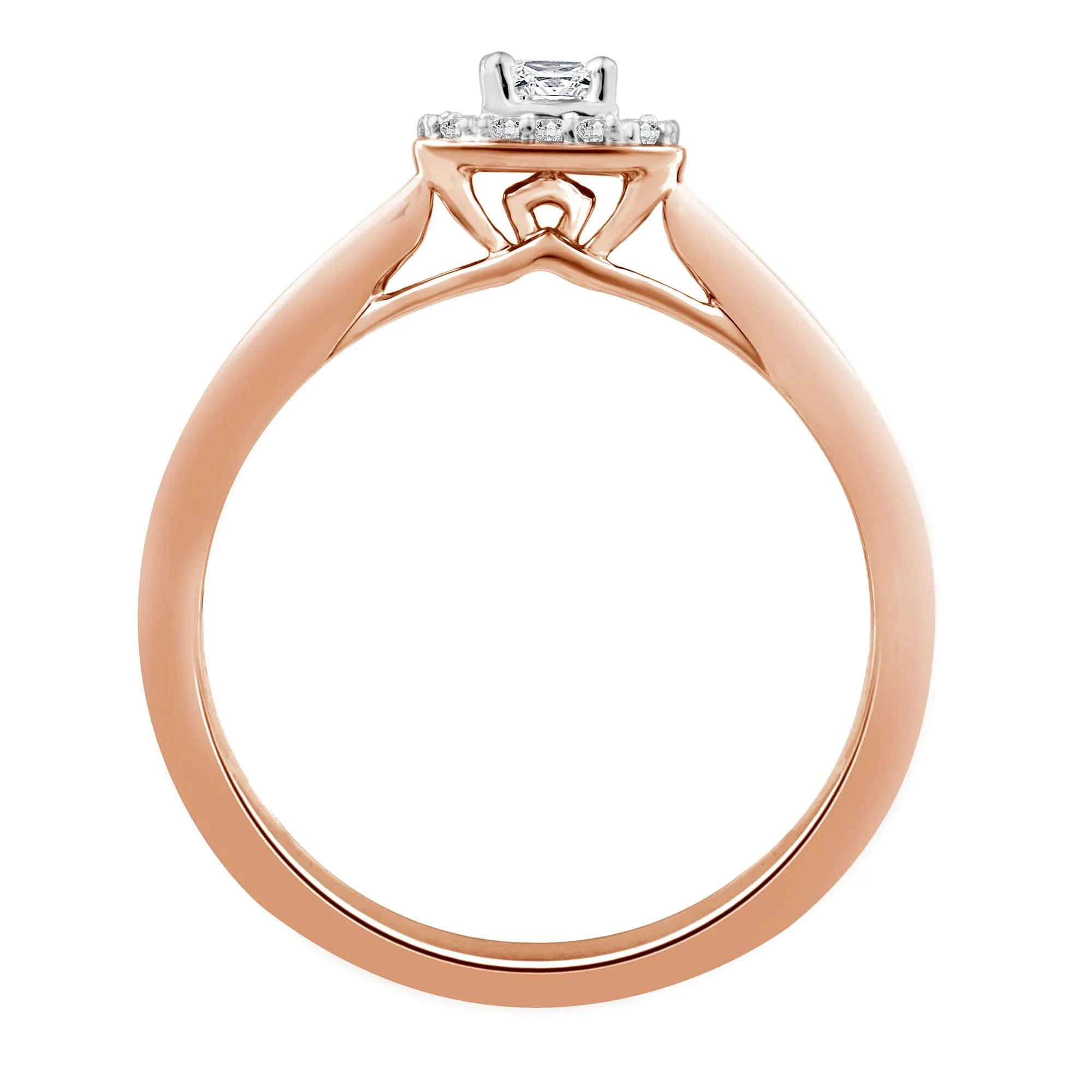 1/7 CT. Tw. Diamond and Blue Sapphire Promise Ring 10K Rose Gold Round Brilliant Cut Size 8 2mm - Image 2