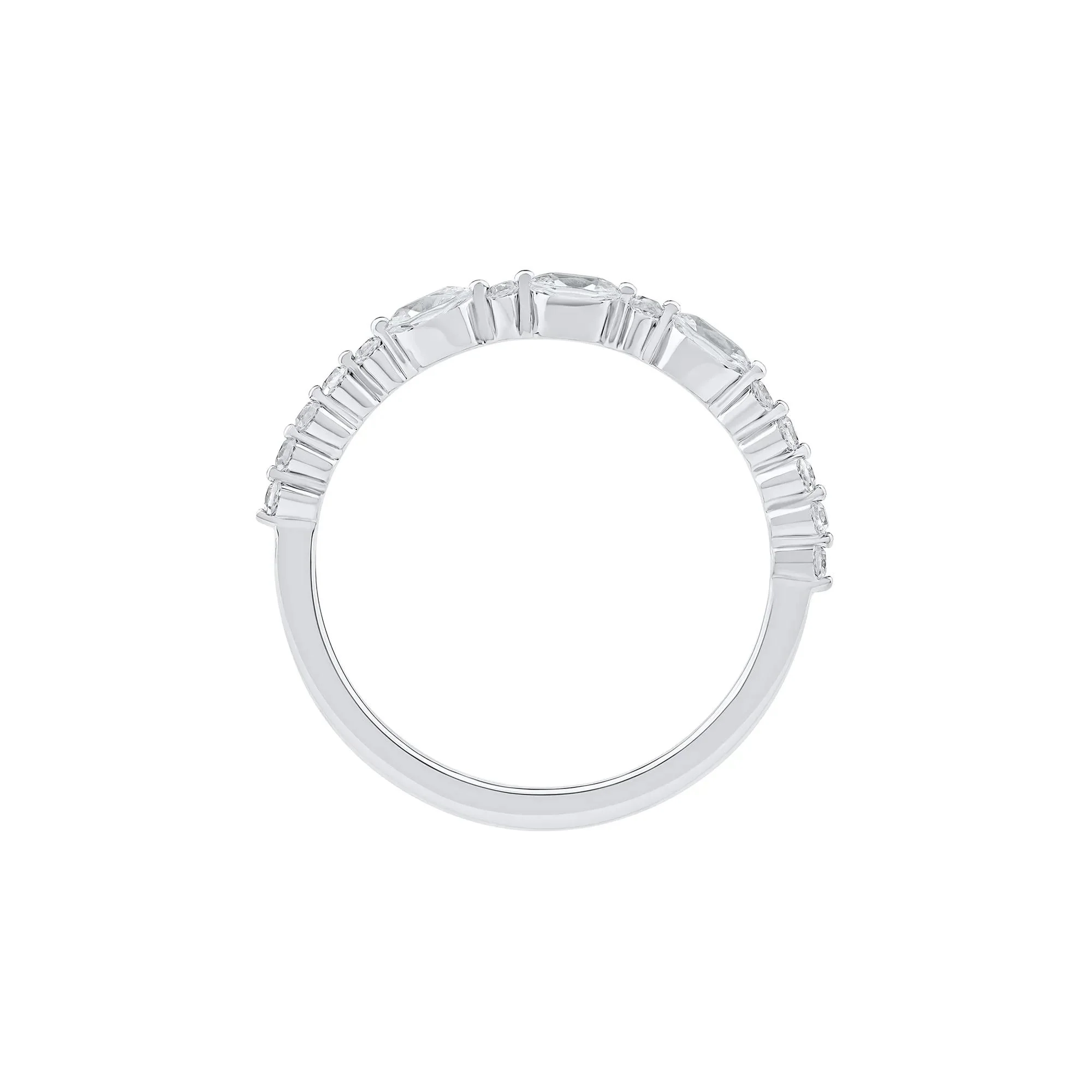 1/2 CT. Tw. Lab Grown Diamond Oval Band Ring 10K White Gold Round Brilliant Cut Size 7.5 2mm - Image 2