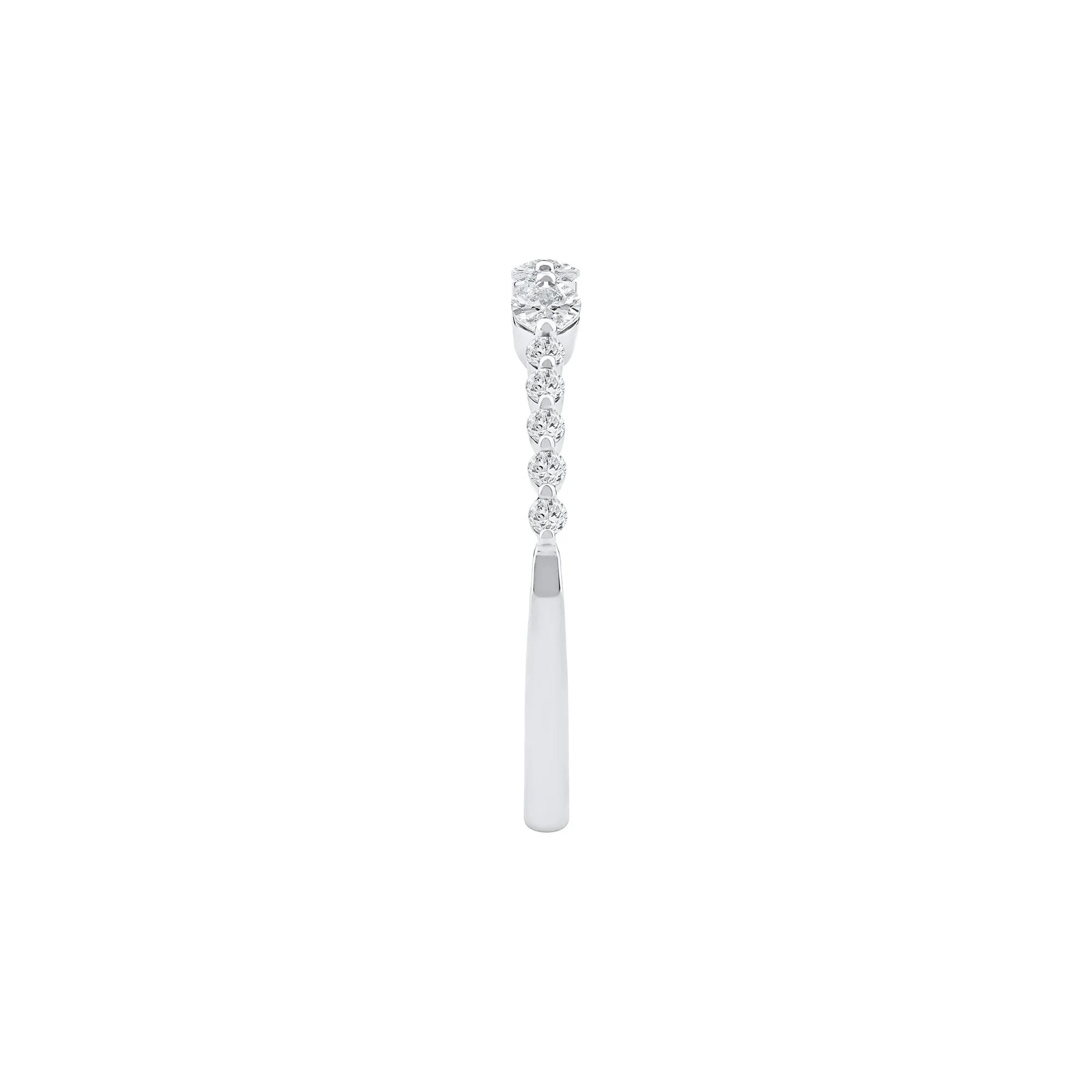 1/2 CT. Tw. Lab Grown Diamond Oval Band Ring 10K White Gold Round Brilliant Cut Size 8.5 2mm - Image 3