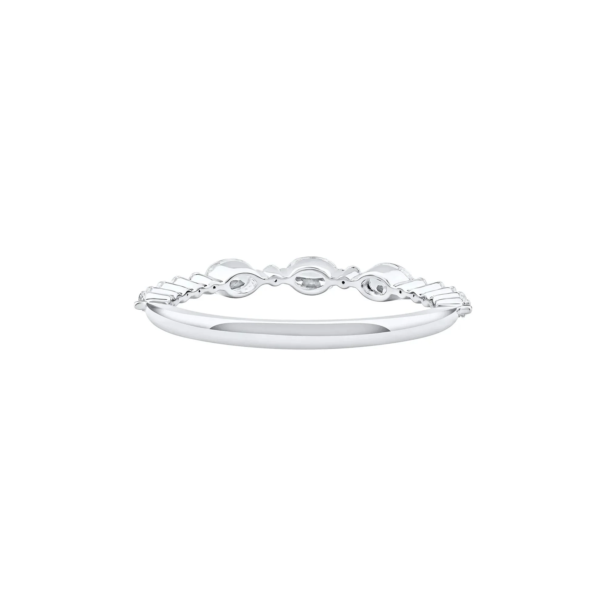 1/2 CT. Tw. Lab Grown Diamond Oval Band Ring 10K White Gold Round Brilliant Cut Size 9 2mm - Image 4
