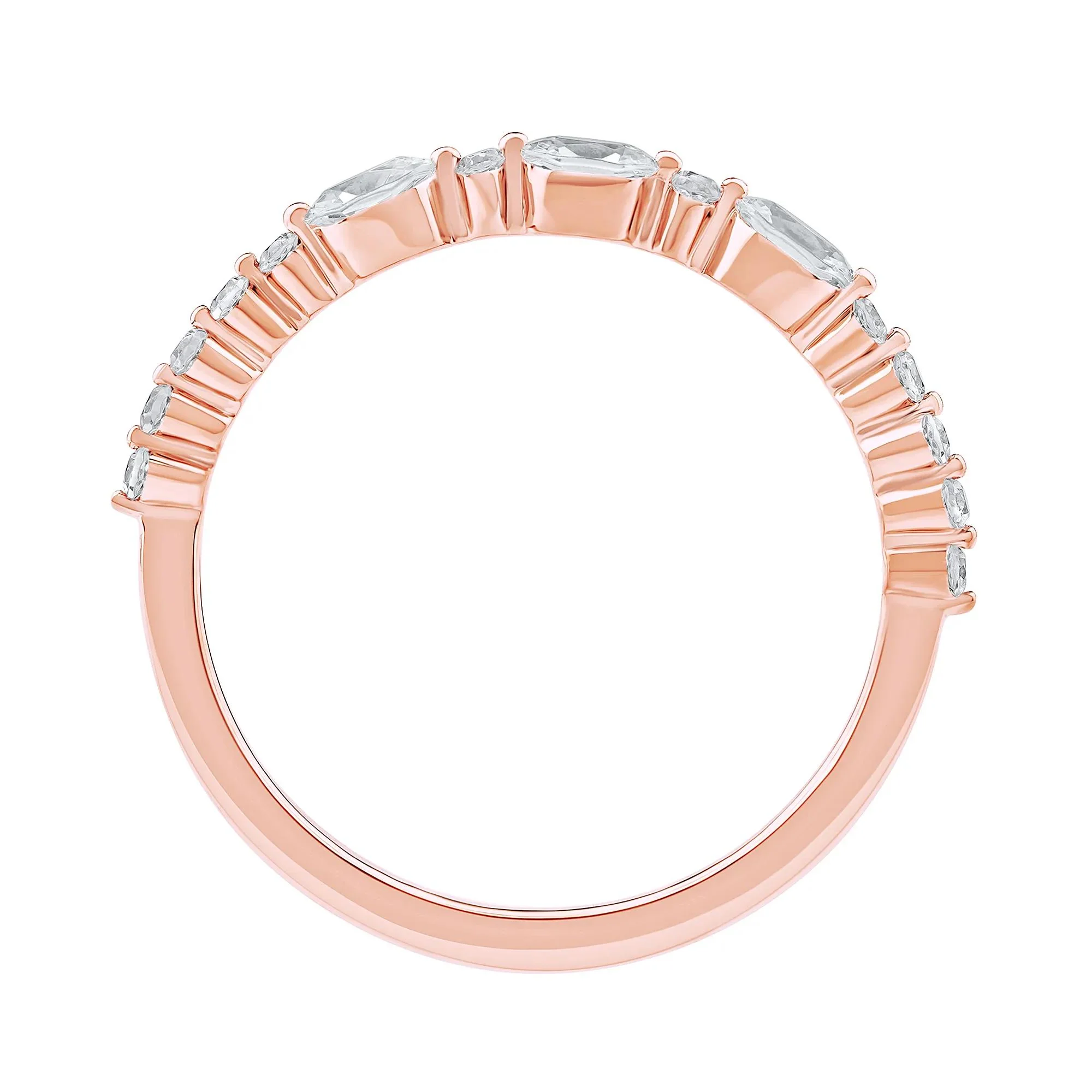 1/2 CT. Tw. Lab Grown Diamond Oval Band Ring 10K Rose Gold Round Brilliant Cut Size 6.5 2mm - Image 2