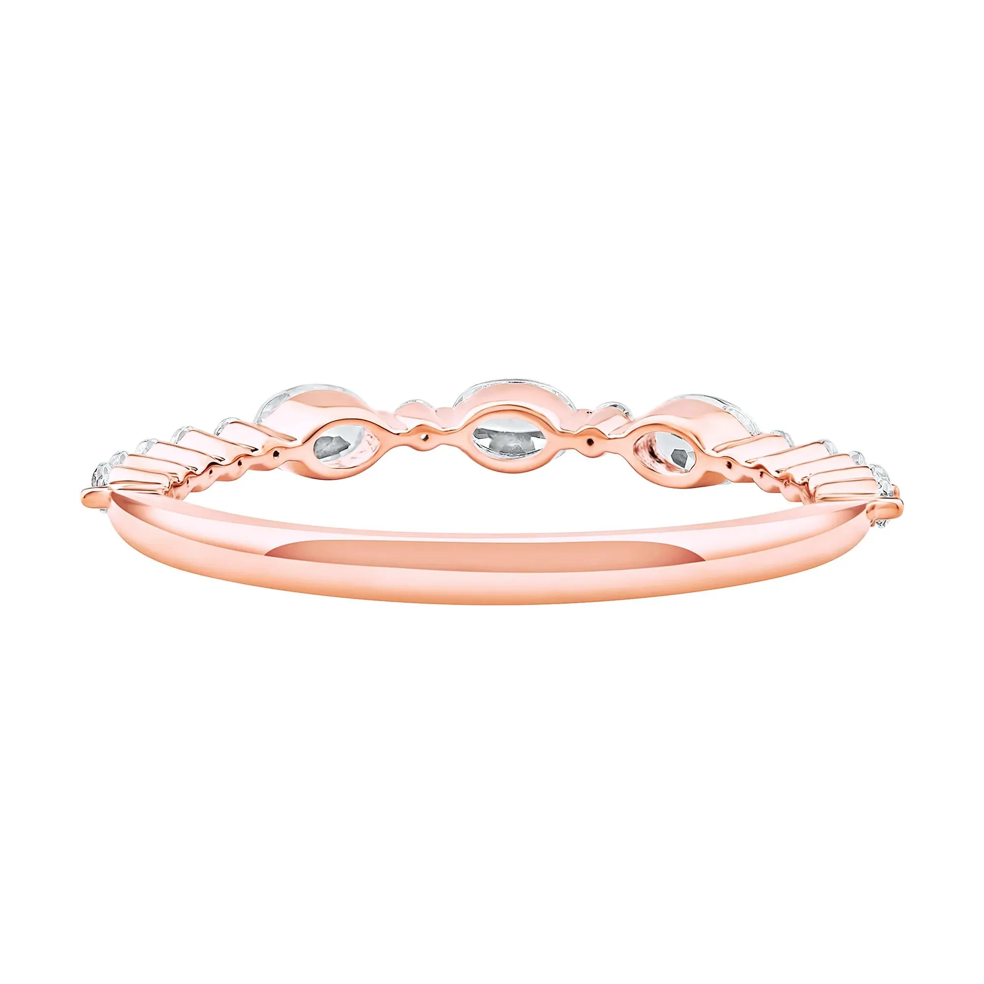 1/2 CT. Tw. Lab Grown Diamond Oval Band Ring 10K Rose Gold Round Brilliant Cut Size 8 2mm - Image 3