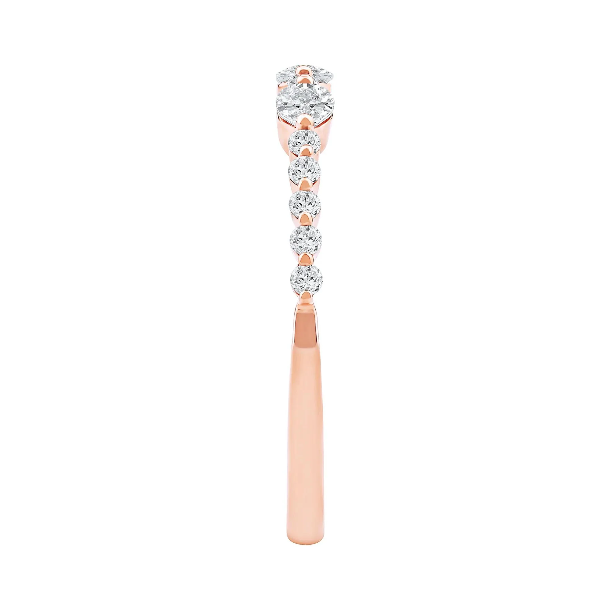 1/2 CT. Tw. Lab Grown Diamond Oval Band Ring 10K Rose Gold Round Brilliant Cut Size 8 2mm - Image 4