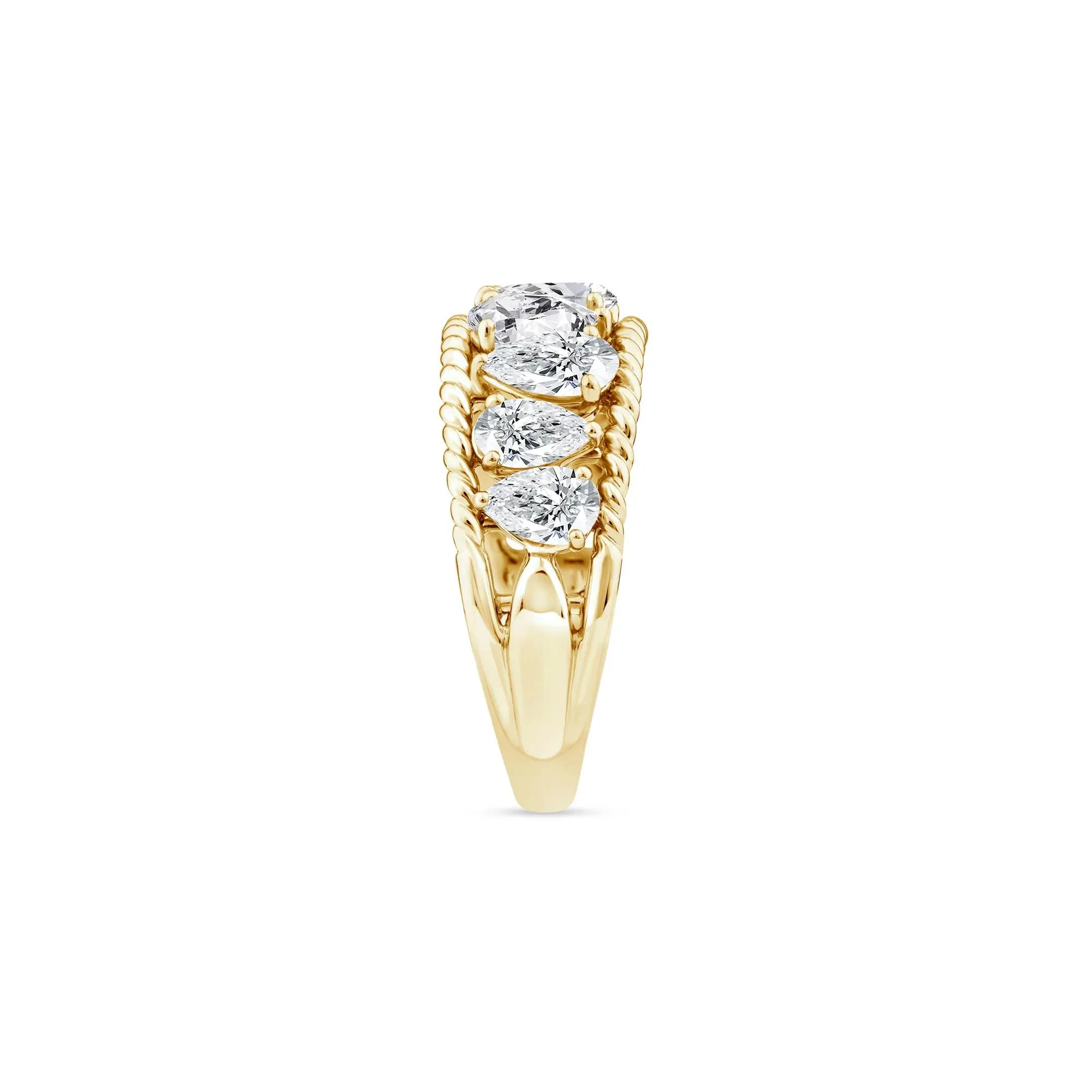 2 CT. Tw. Lab Grown Diamond Pear-Shaped Band Ring 14K Yellow Gold Size 6 - Image 3