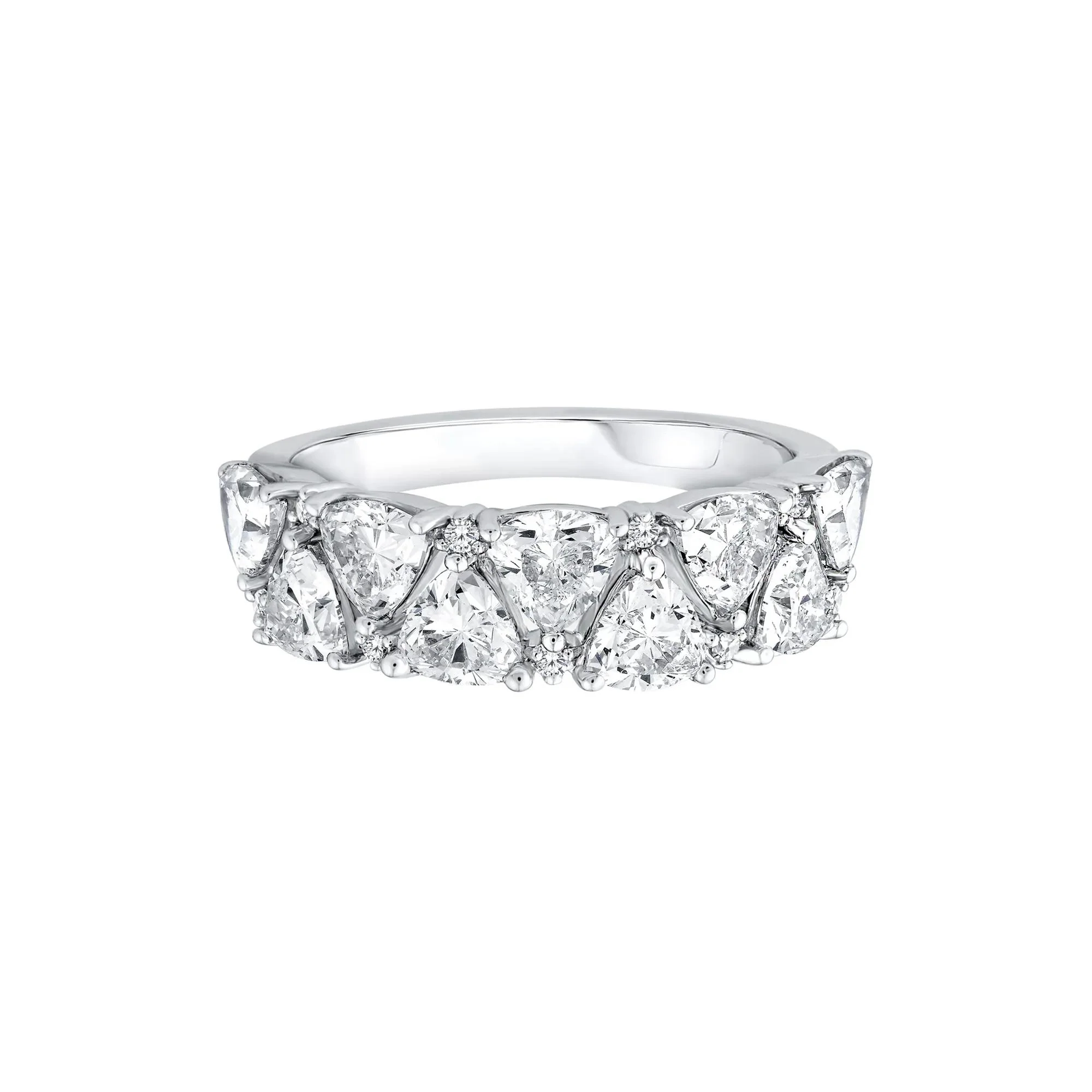 1 3/4 CT. Tw. Lab Grown Diamond Trillion and Round Band Ring 14K White Gold Round Brilliant Cut Size 8