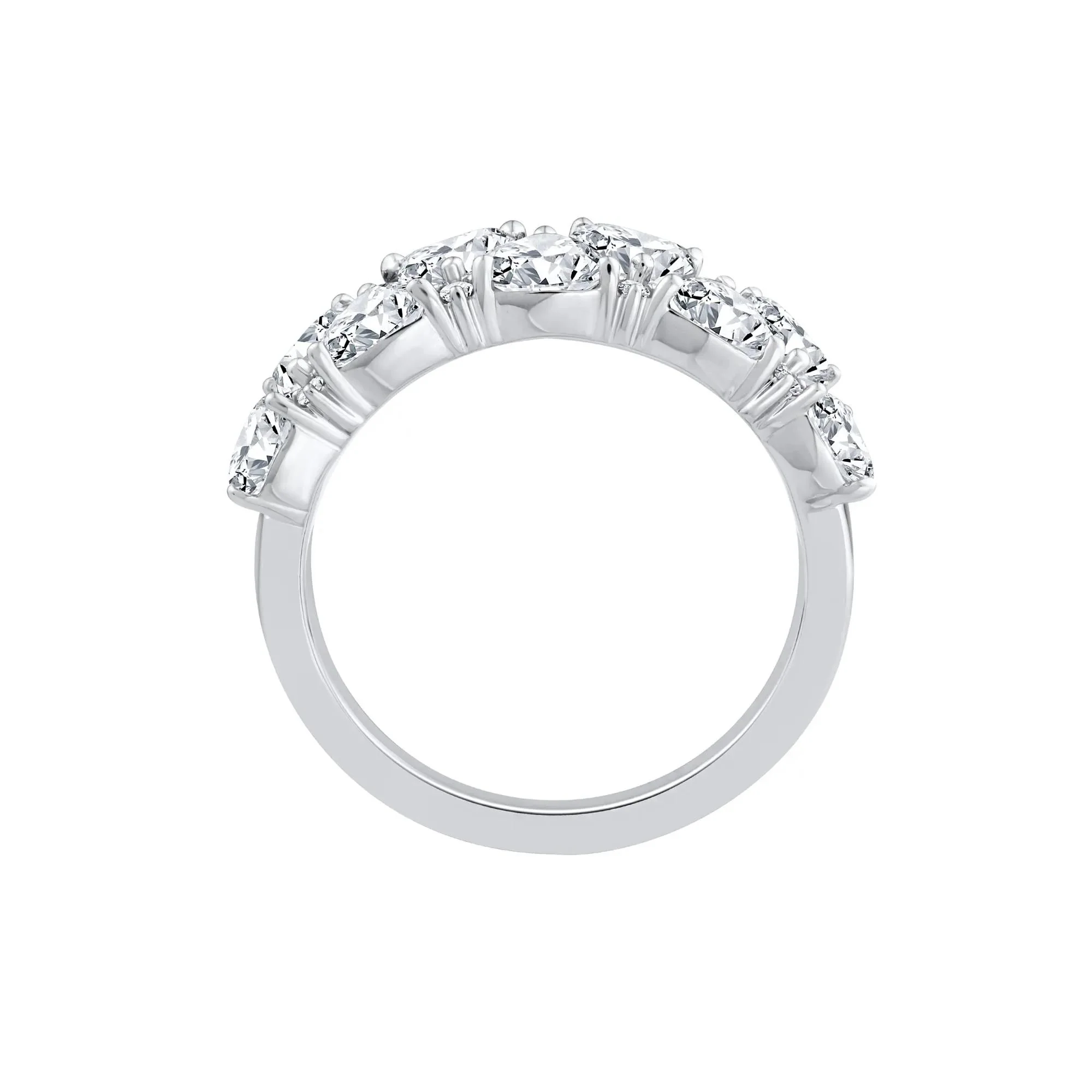 1 3/4 CT. Tw. Lab Grown Diamond Trillion and Round Band Ring 14K White Gold Round Brilliant Cut Size 8.5 - Image 2