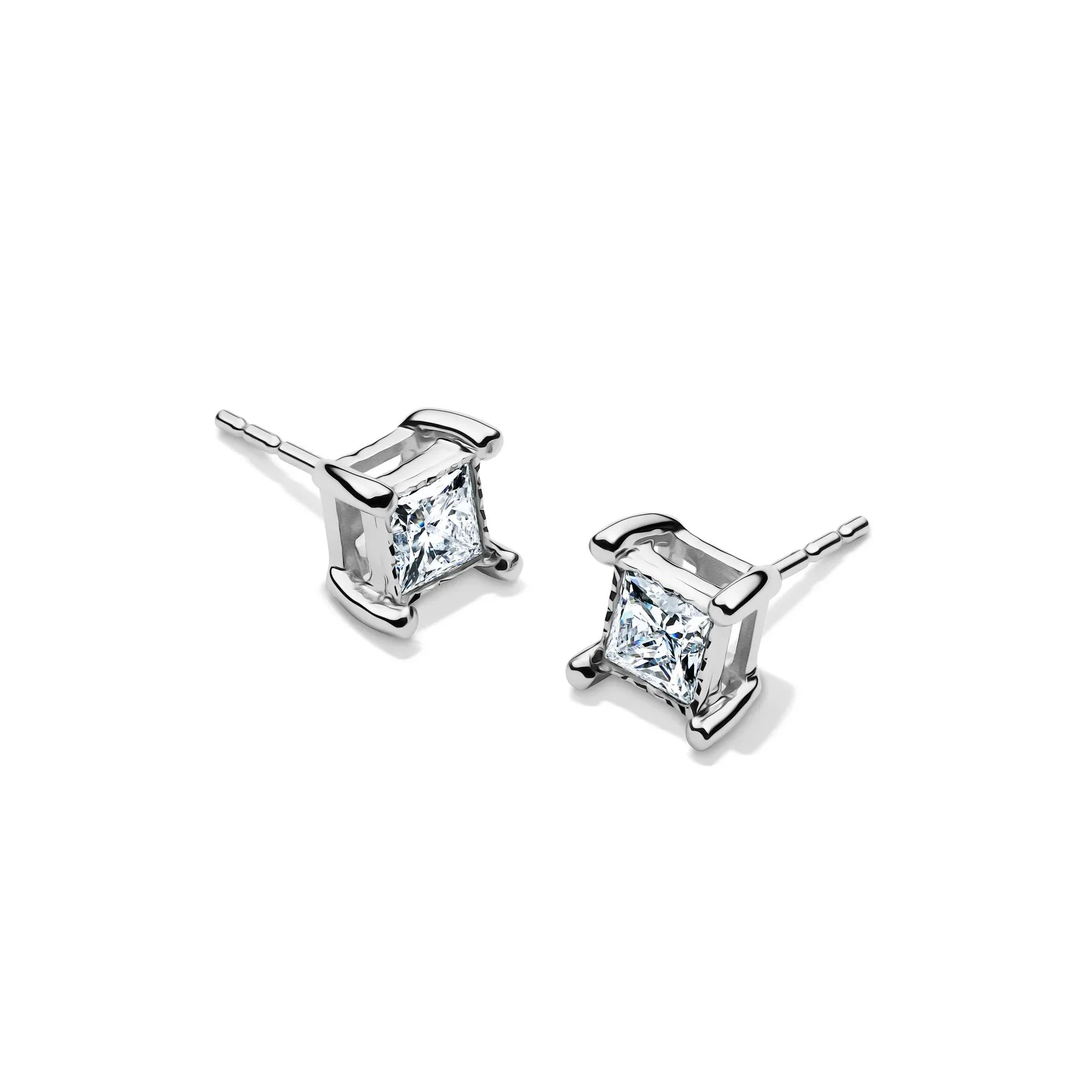3/4 CT. Tw. Lab Grown Princess-Cut Diamond Illusion Stud Earrings 10K White Gold Size 6.30mm
