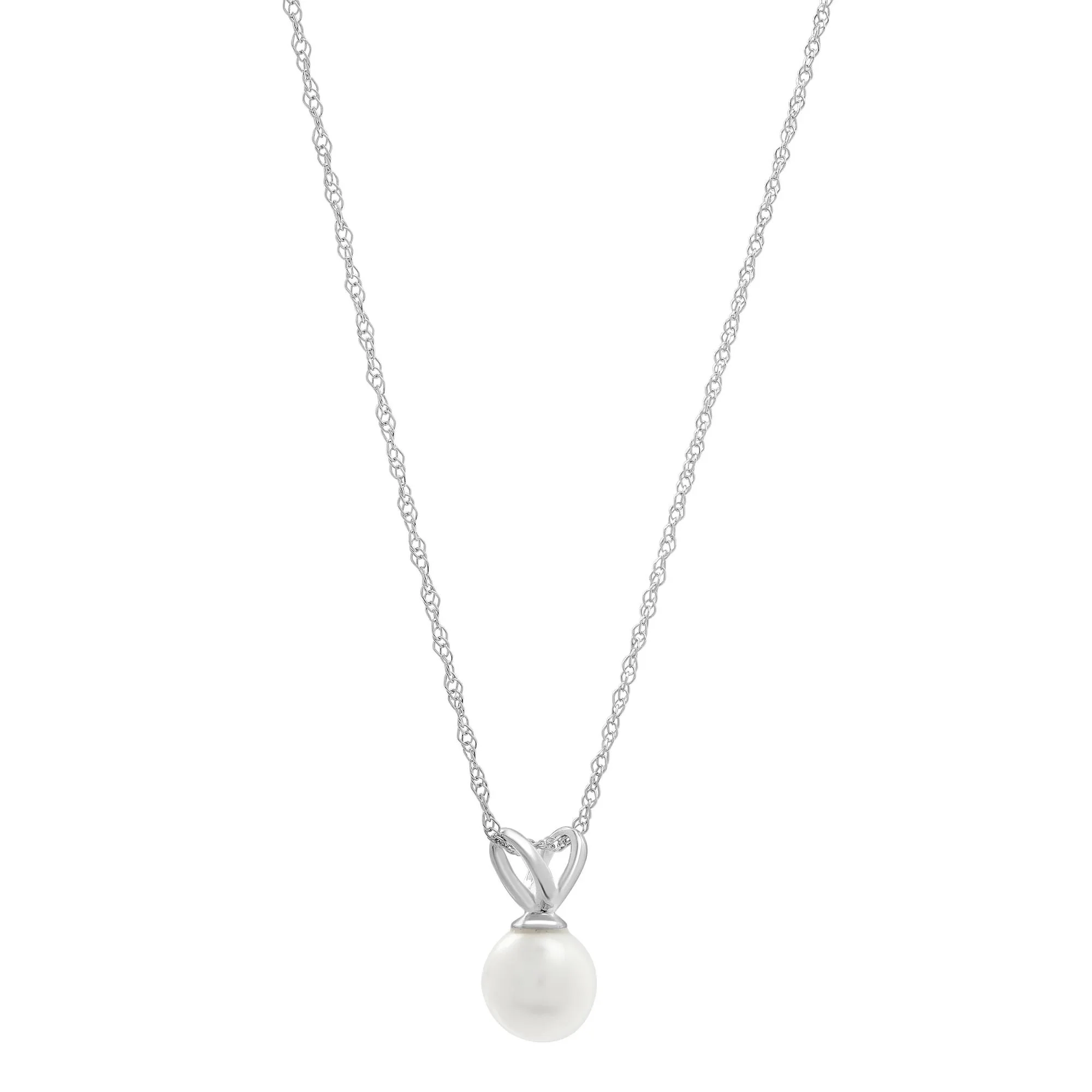 Freshwater Cultured Pearl Pendant Necklace 10K White Gold Size 18" - Image 2