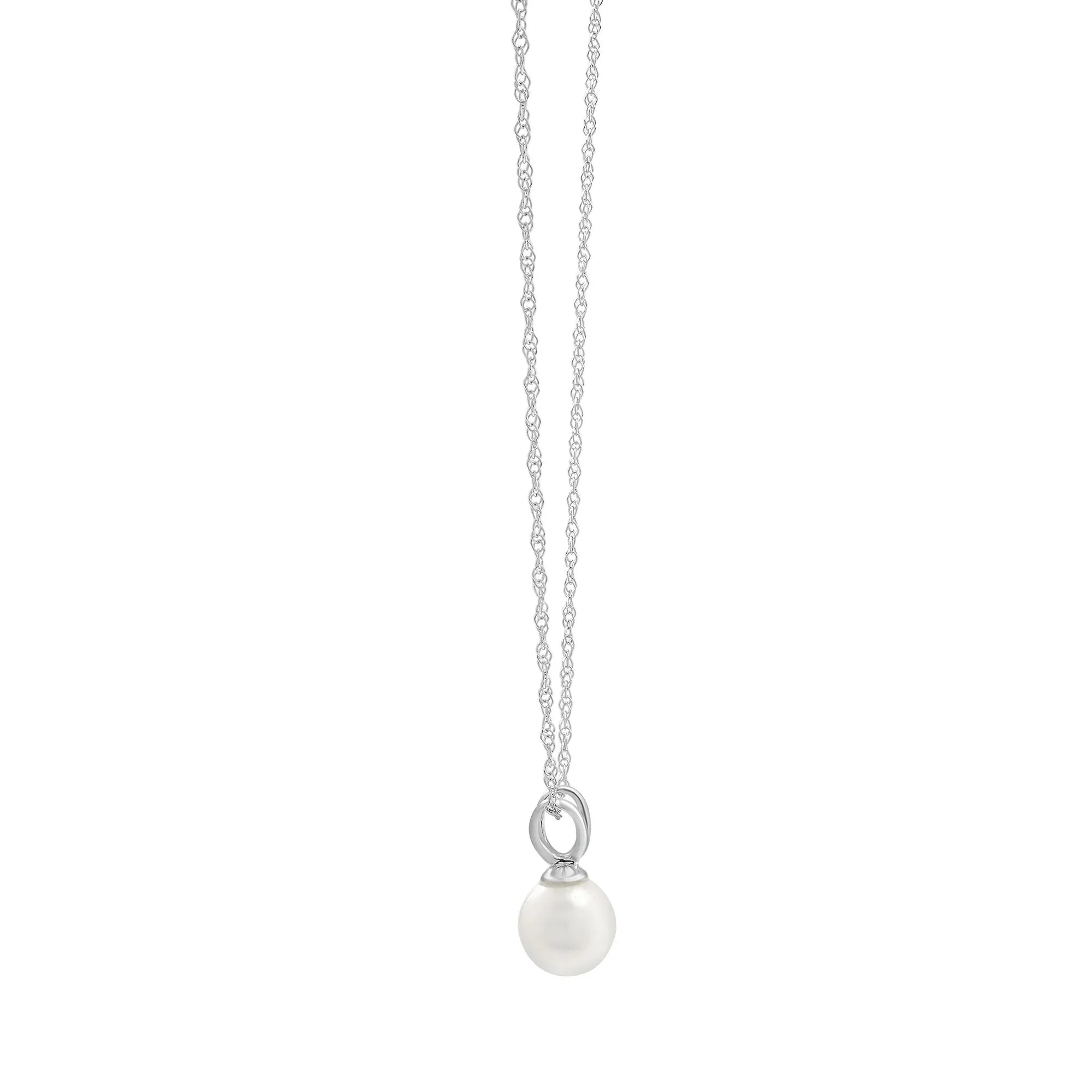 Freshwater Cultured Pearl Pendant Necklace 10K White Gold Size 18" - Image 3