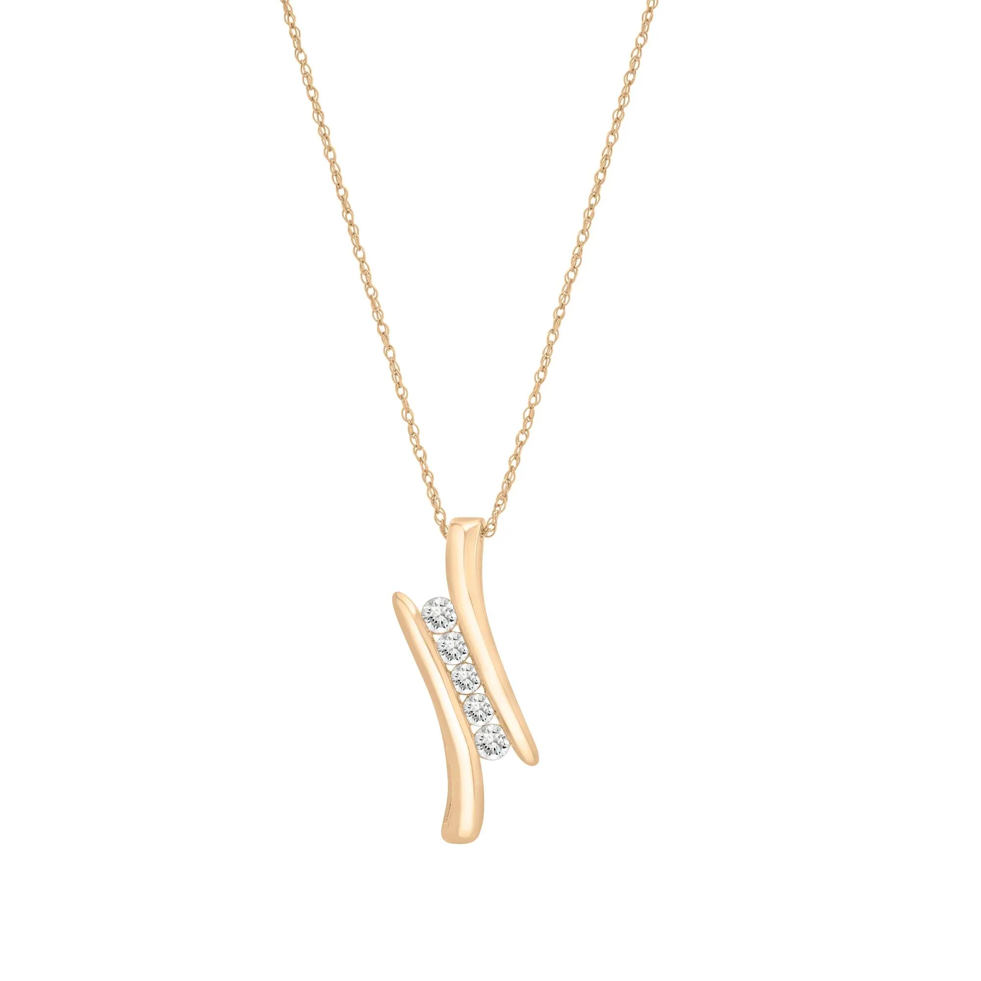 1/4 CT. Tw. Diamond Bypass Pendant Necklace 10K Yellow Gold Size 18" - Image 3