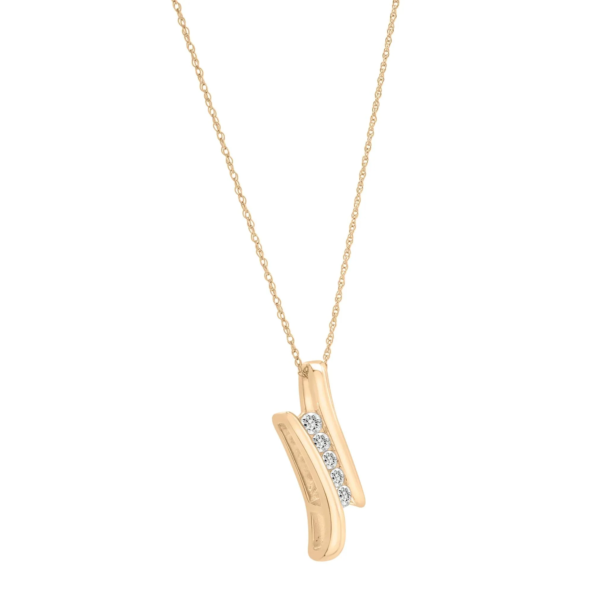 1/4 CT. Tw. Diamond Bypass Pendant Necklace 10K Yellow Gold Size 18" - Image 4