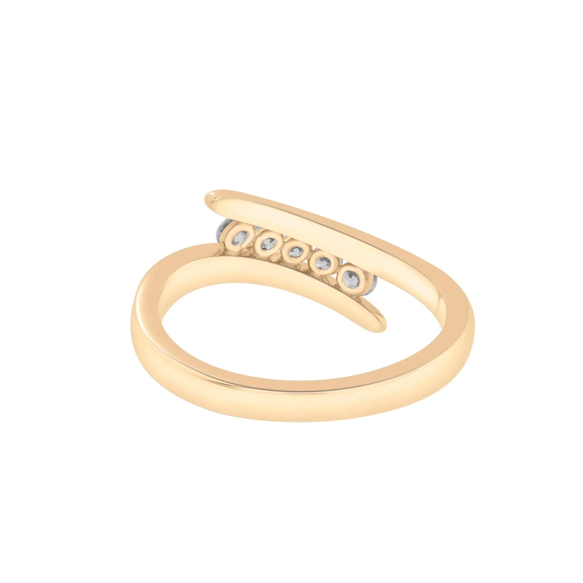 1/4 CT. Tw. Diamond Bypass Ring 10K Yellow Gold Round Brilliant Cut Size 6.5 2mm - Image 2