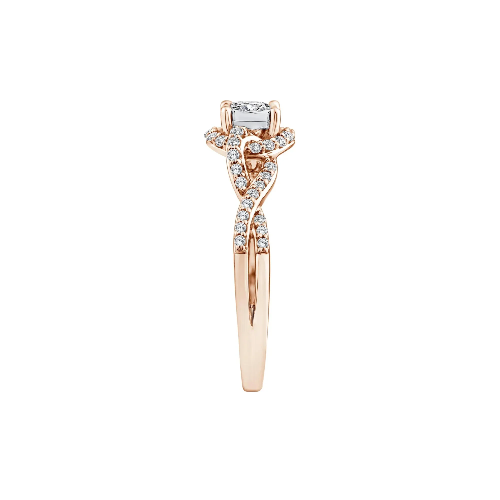 1/2 CT. Tw. Lab Grown Diamond Promise Ring 10K Rose Gold Round Brilliant Cut Size 6.5 - Image 3