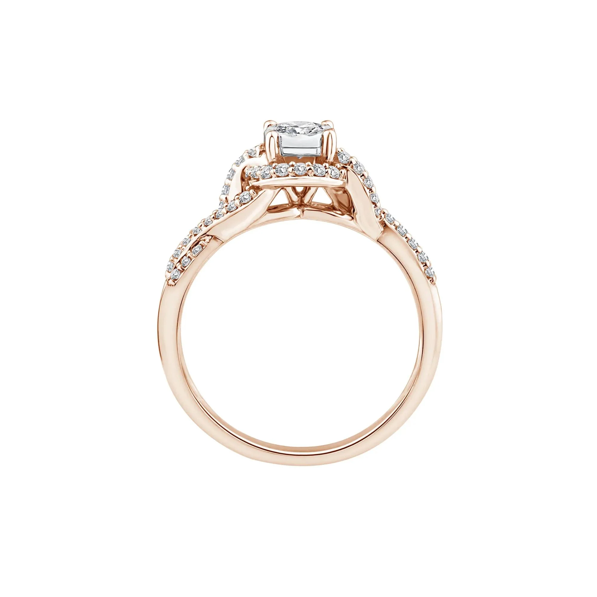 1/2 CT. Tw. Lab Grown Diamond Promise Ring 10K Rose Gold Round Brilliant Cut Size 8 - Image 2