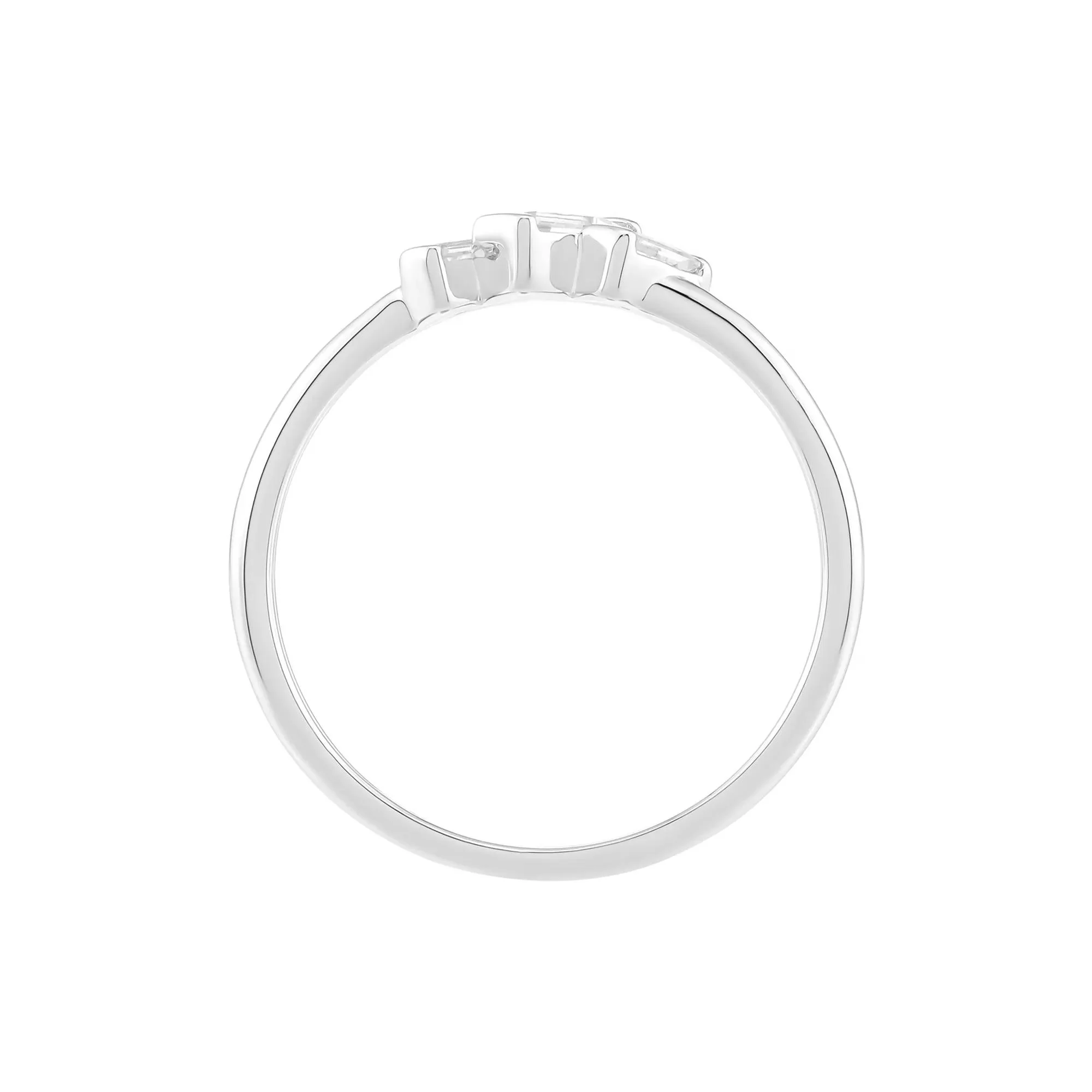 Lab-Created White Sapphire Three-Stone Stack Ring .925 Sterling Silver Size 5.5 1.5mm - Image 3