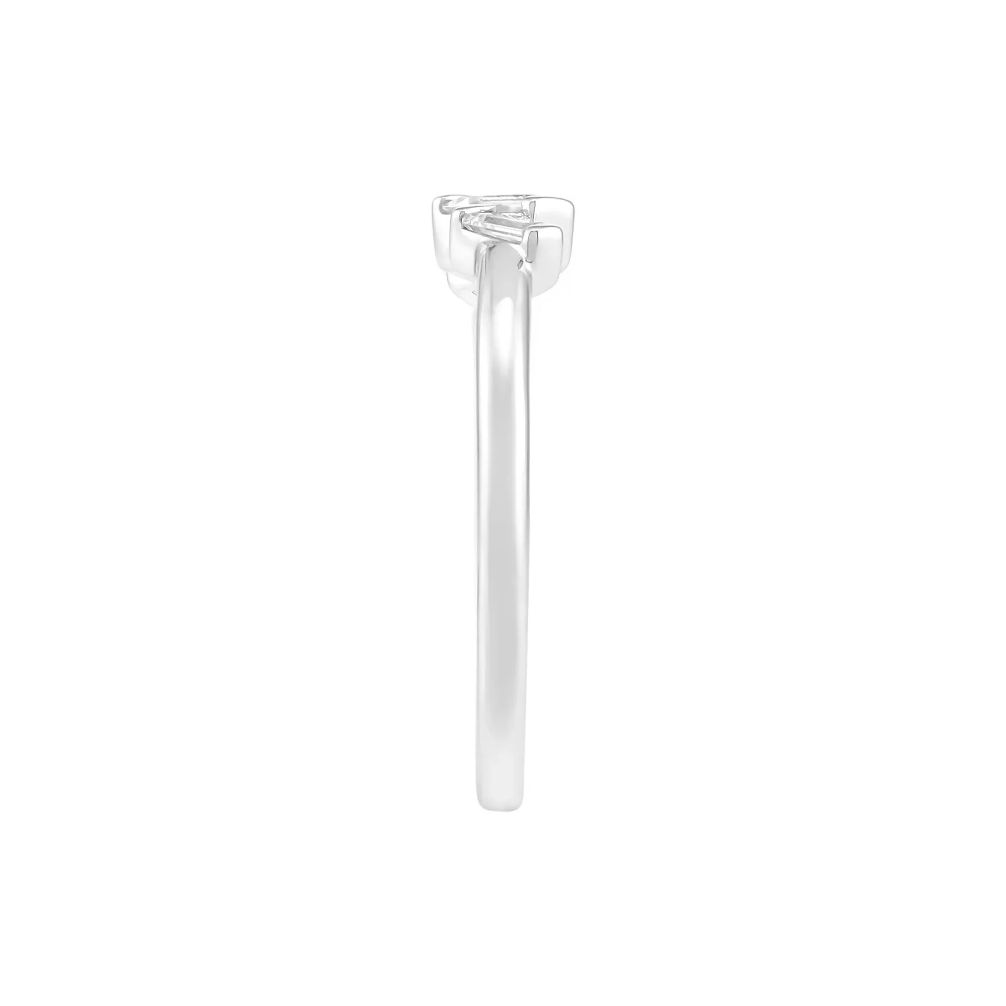 Lab-Created White Sapphire Three-Stone Stack Ring .925 Sterling Silver Size 8.5 1.5mm - Image 2