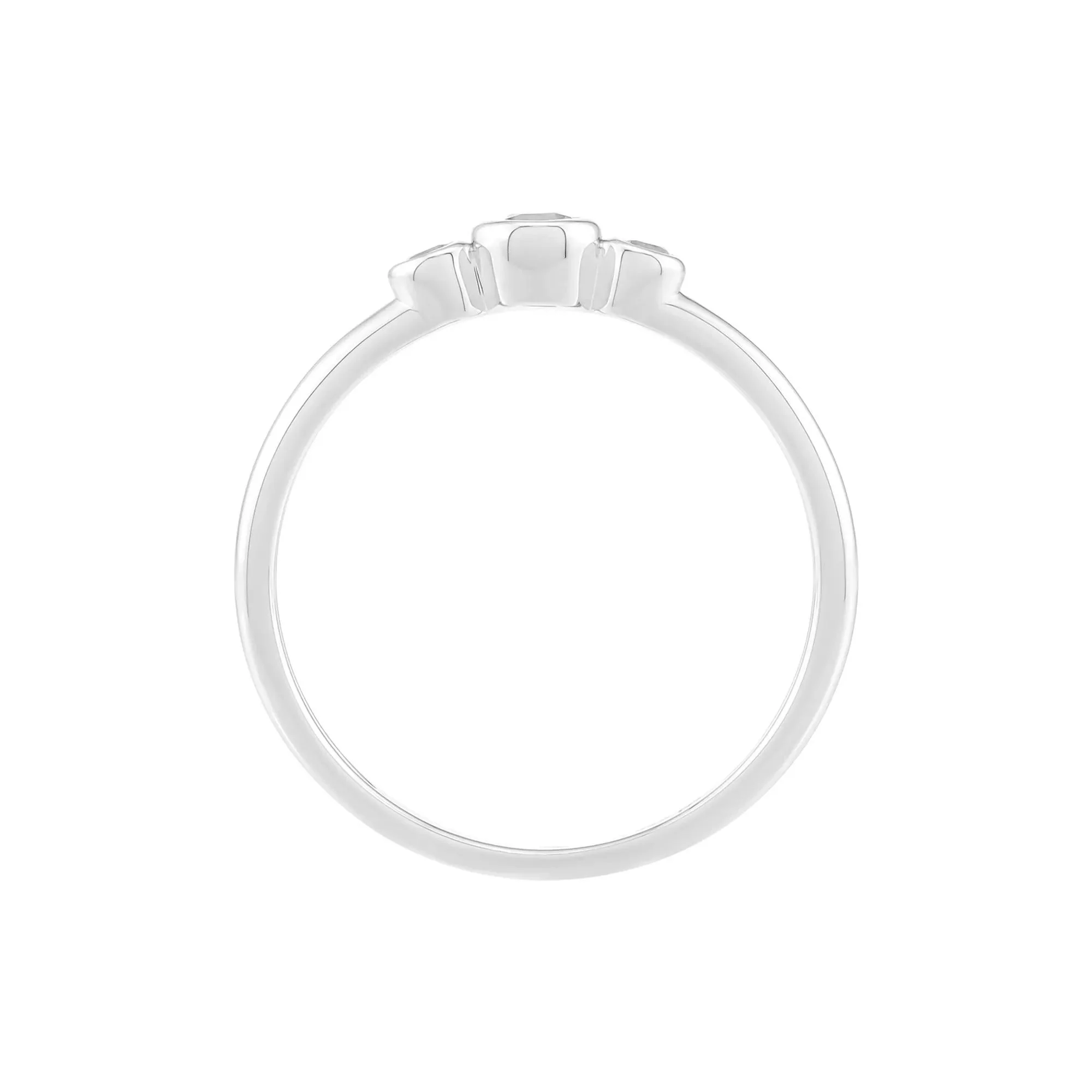 Lab-Created White Sapphire Three-Stone Ring .925 Sterling Silver Size 7.5 1.5mm - Image 2