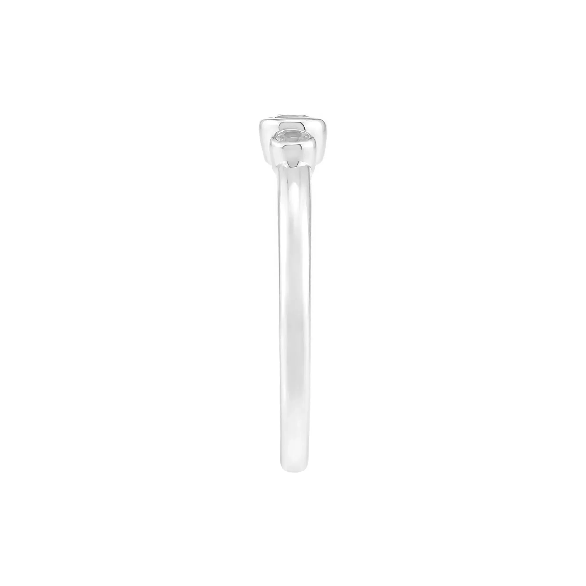 Lab-Created White Sapphire Three-Stone Ring .925 Sterling Silver Size 9 1.5mm - Image 3