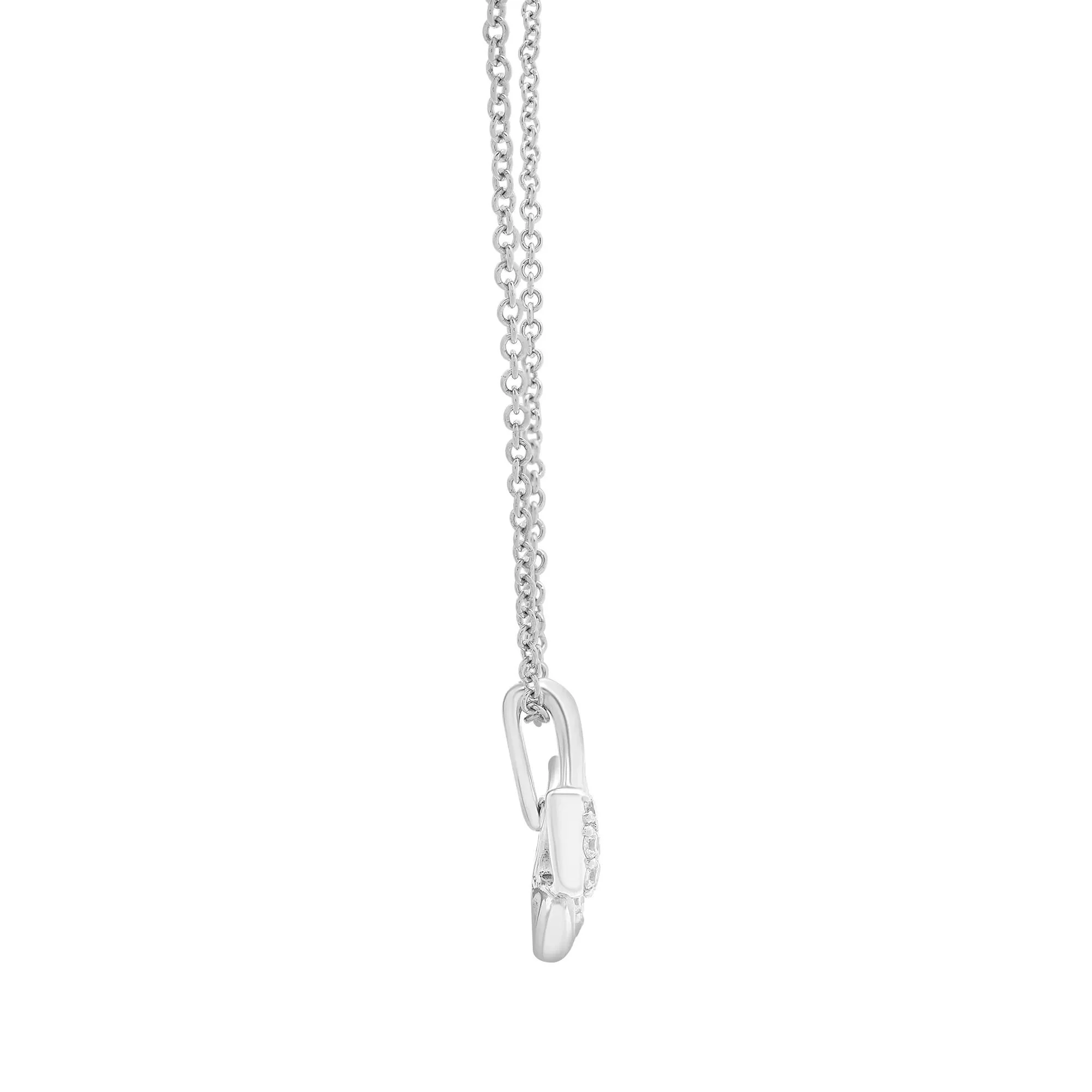 1/10 CT. Tw. Diamond Butterfly Pendant Necklace .925 Sterling Silver White Size 18" - Image 3