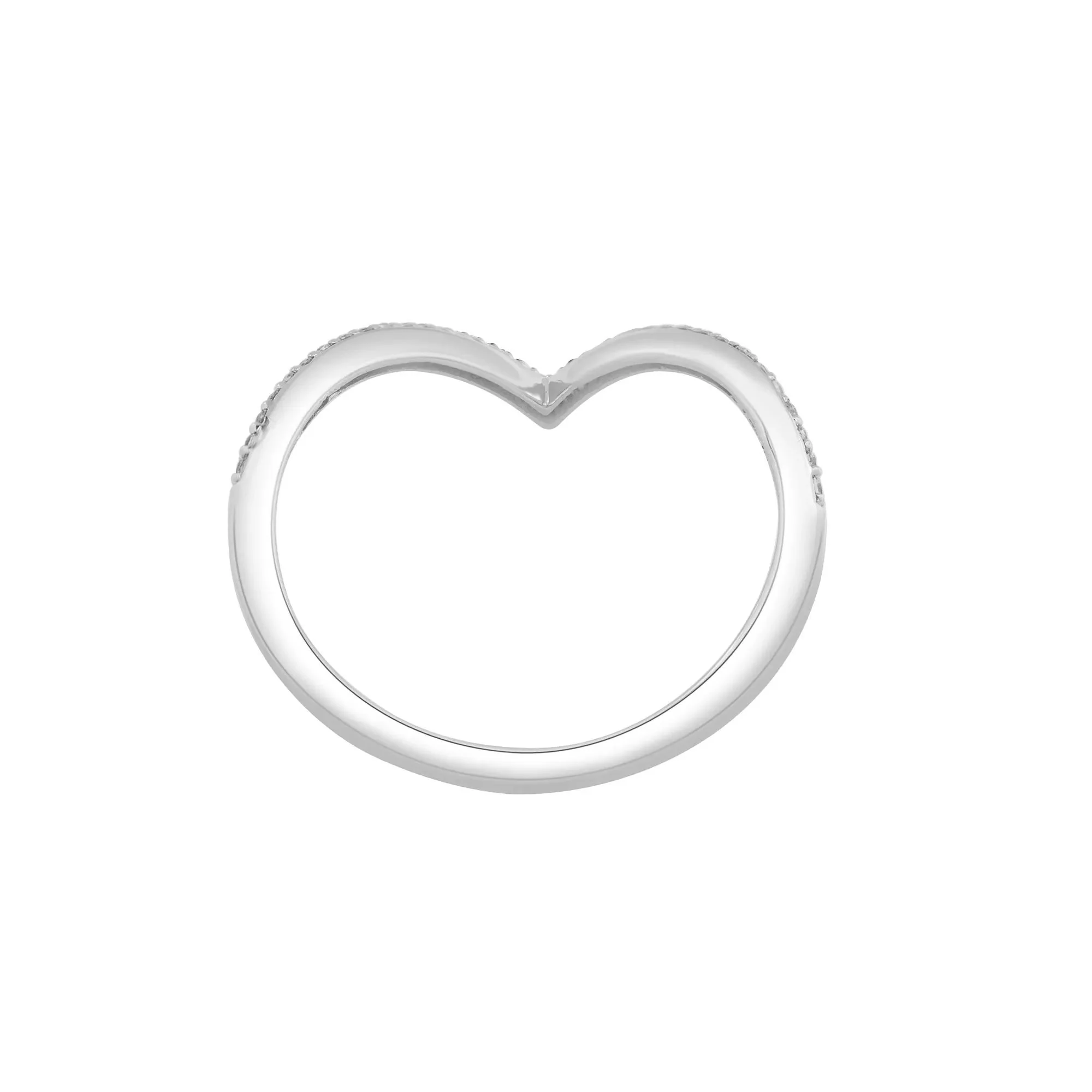 Diamond Chevron Ring .925 Sterling Silver White Size 7 1mm - Image 4