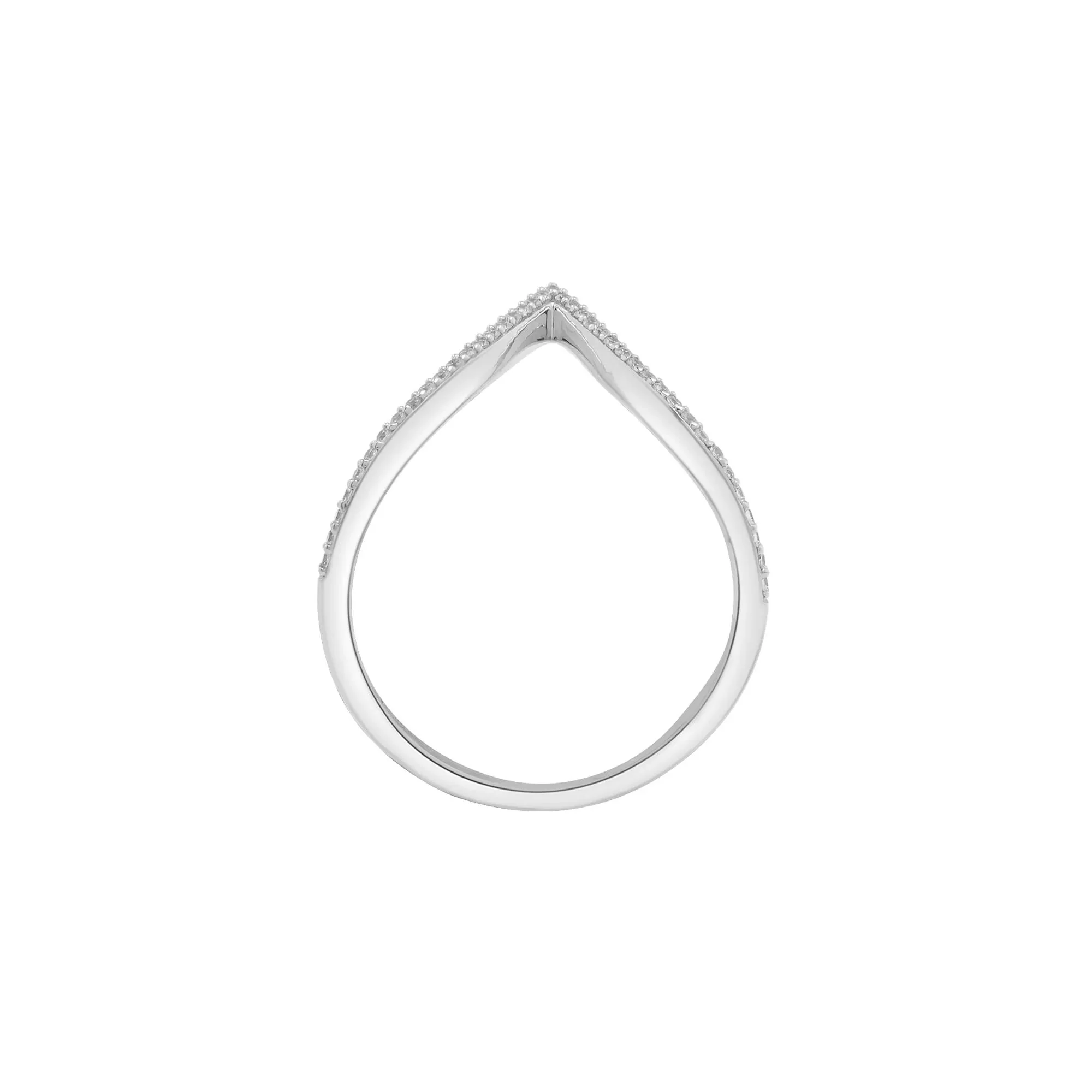 Diamond Chevron Ring .925 Sterling Silver White Size 7.5 1mm - Image 2