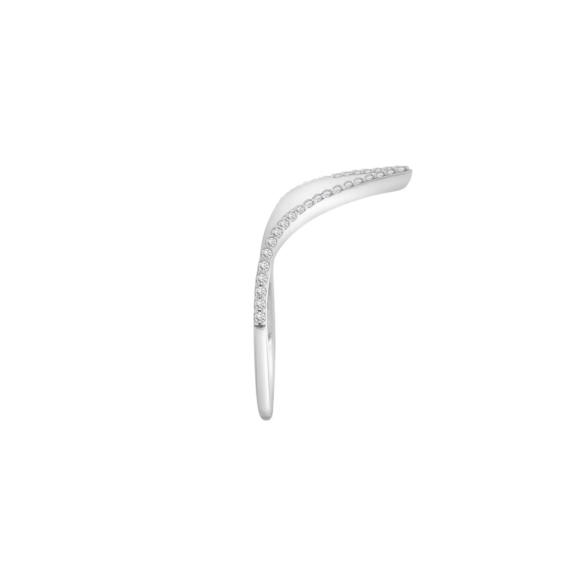 Diamond Chevron Ring .925 Sterling Silver White Size 8 1mm - Image 3