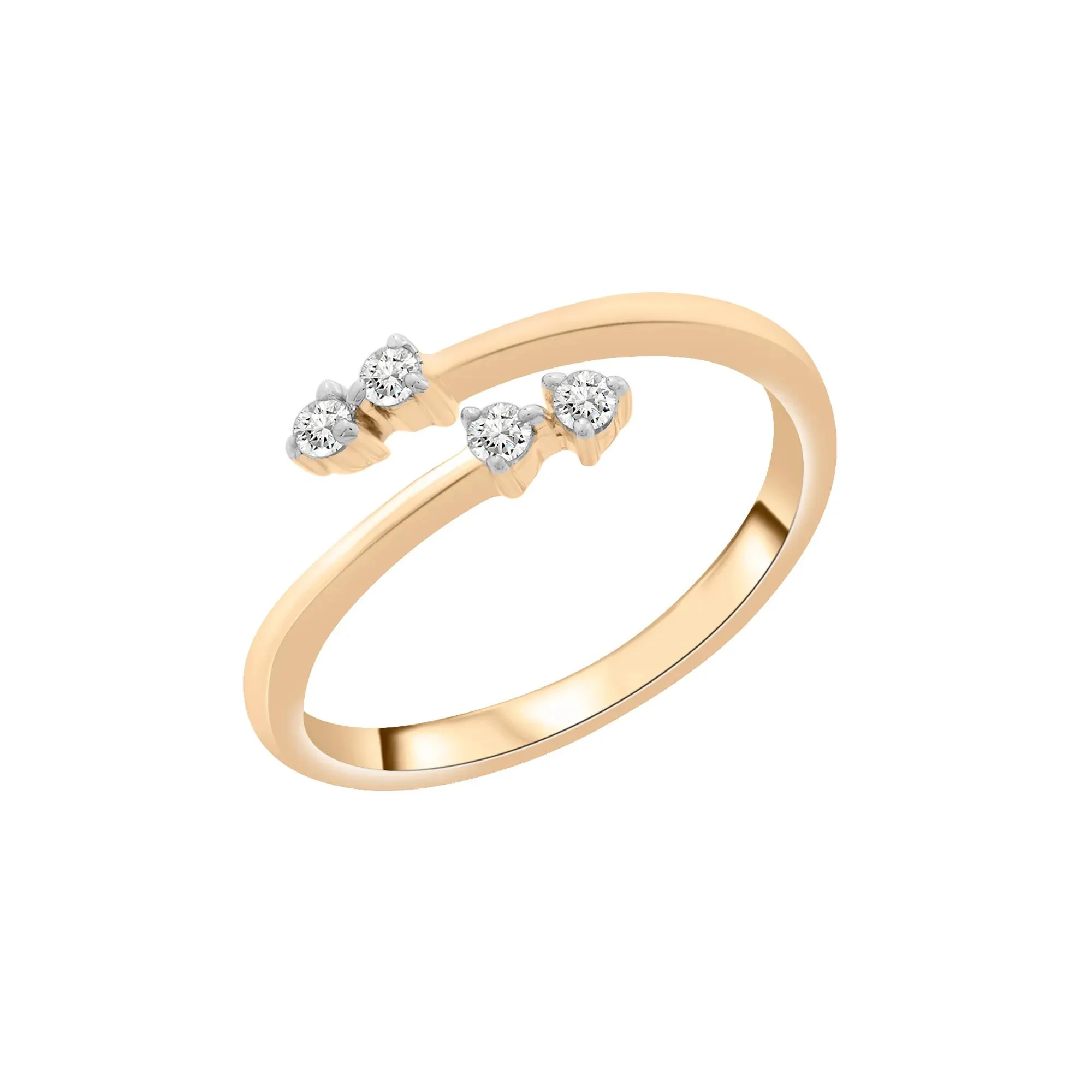 1/10 CT. Tw. Diamond Open Bypass Ring 10K Yellow Gold Round Brilliant Cut Size 6.5 2mm - Image 5