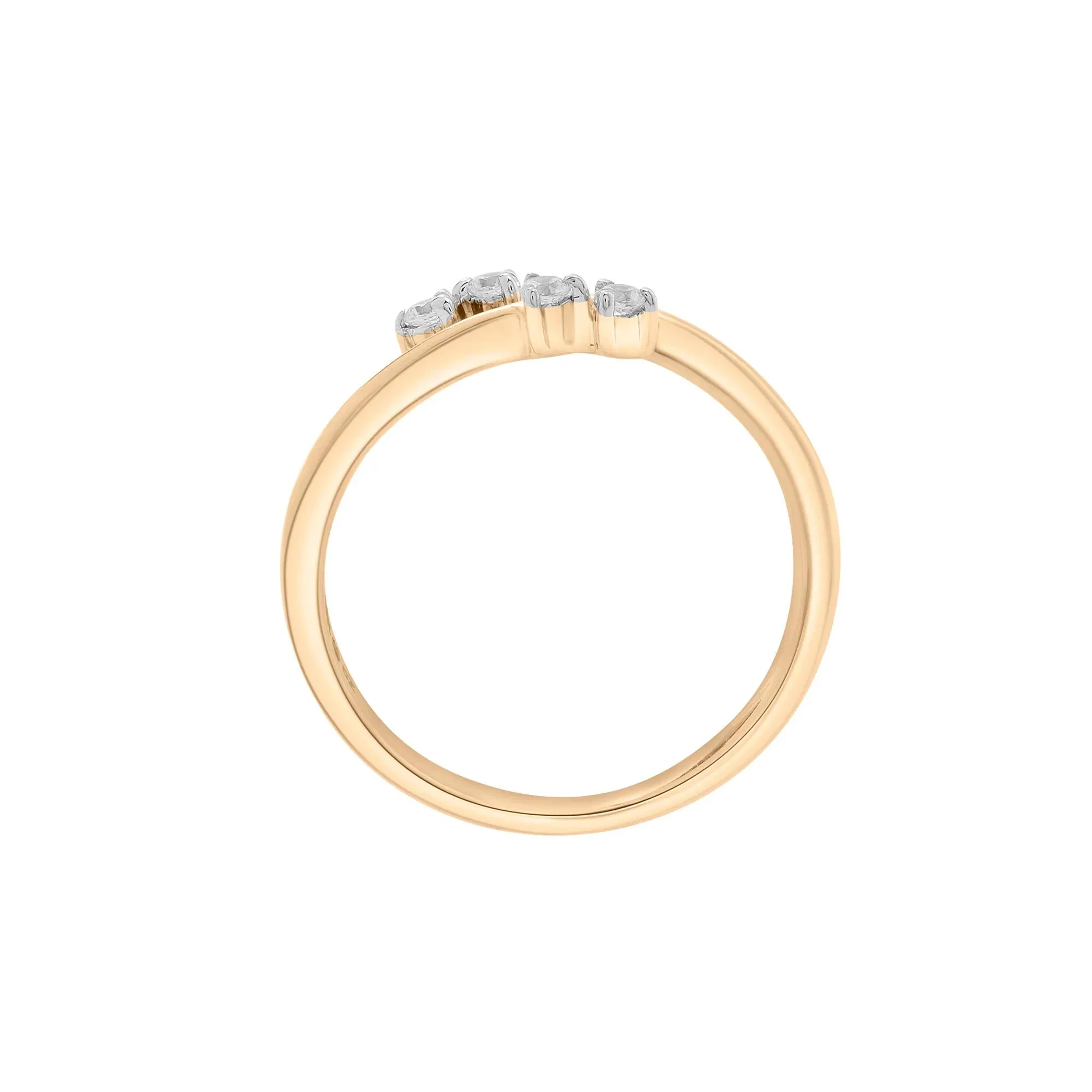 1/10 CT. Tw. Diamond Open Bypass Ring 10K Yellow Gold Round Brilliant Cut Size 7 2mm - Image 2