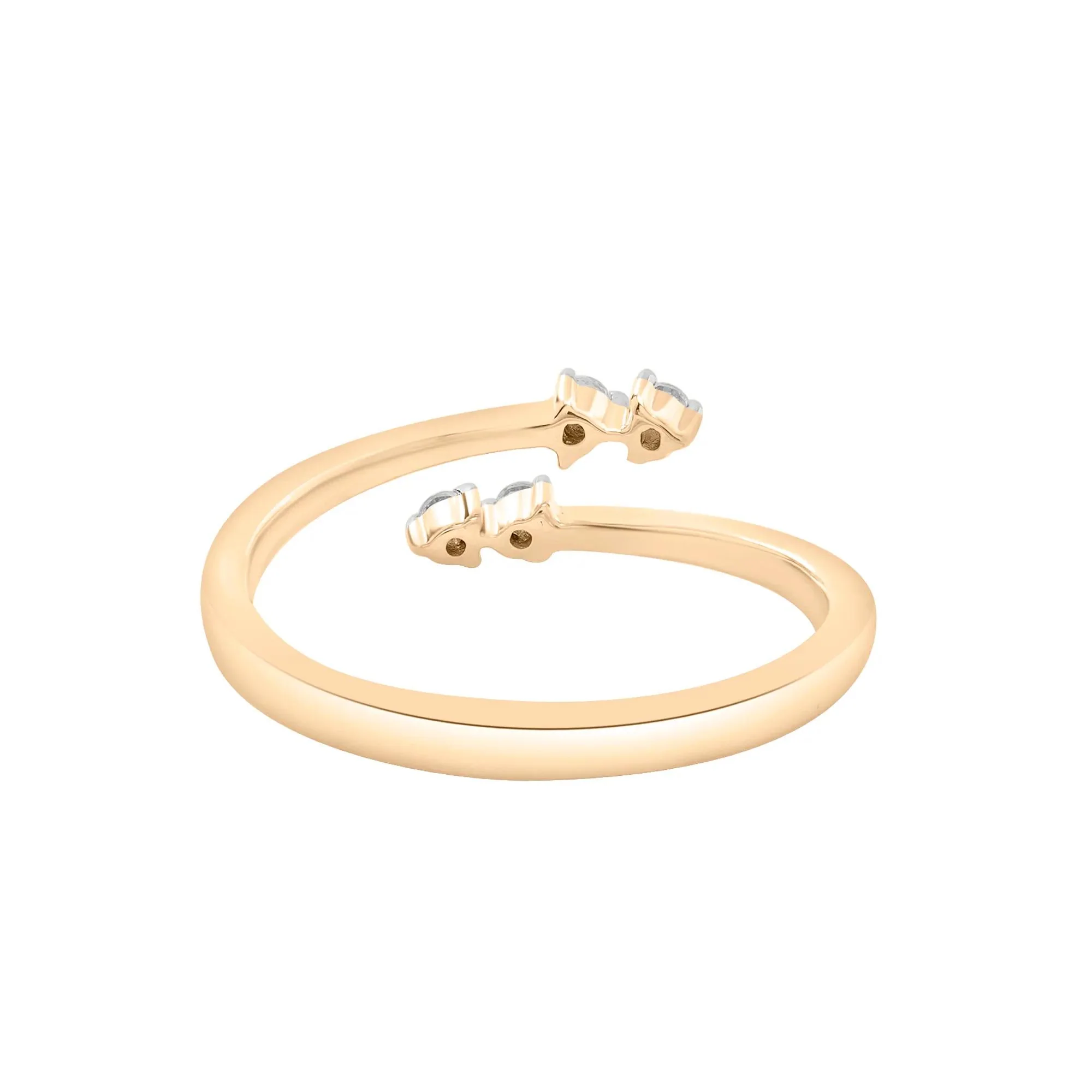 1/10 CT. Tw. Diamond Open Bypass Ring 10K Yellow Gold Round Brilliant Cut Size 7 2mm - Image 4